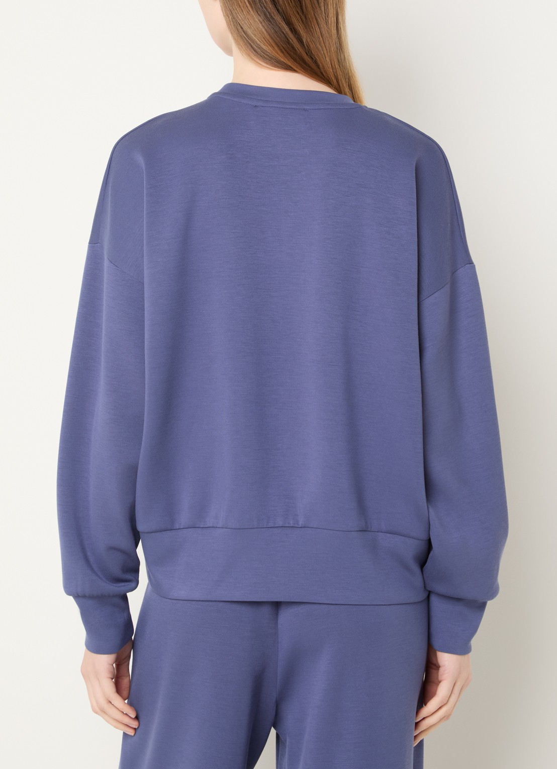 Mos Mosh MMNina sweater met logoborduring - achterkant 3 staalblauw