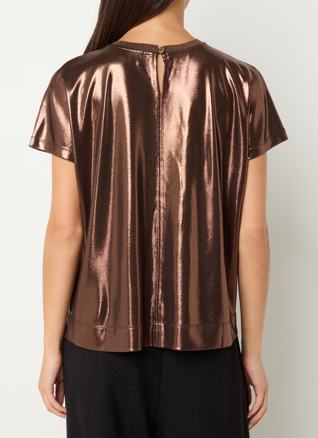 Mos Mosh MMNivola top met metallic finish - achterkant 3 cognac