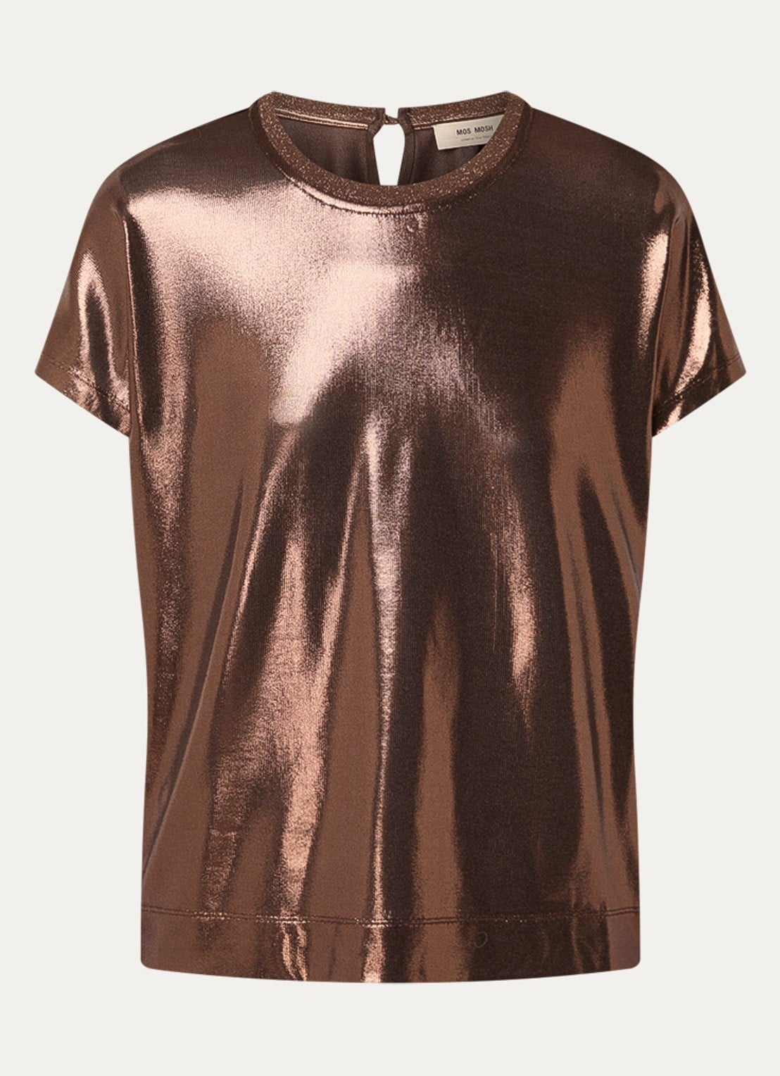 Mos Mosh MMNivola top met metallic finish - voorkant cognac