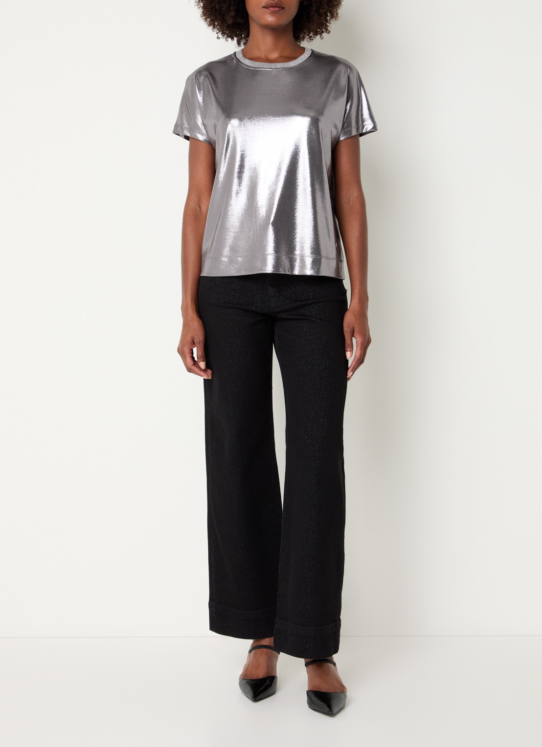 Mos Mosh MMNivola top met metallic finish - voorkant 3 zilver