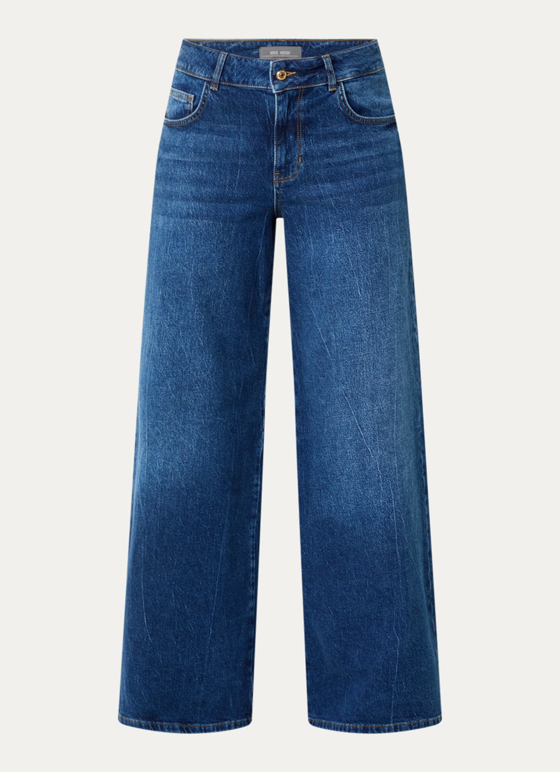 Mos Mosh MMNorlan Olesen high waist wide leg jeans met donkere wassing - voorkant 4 indigo