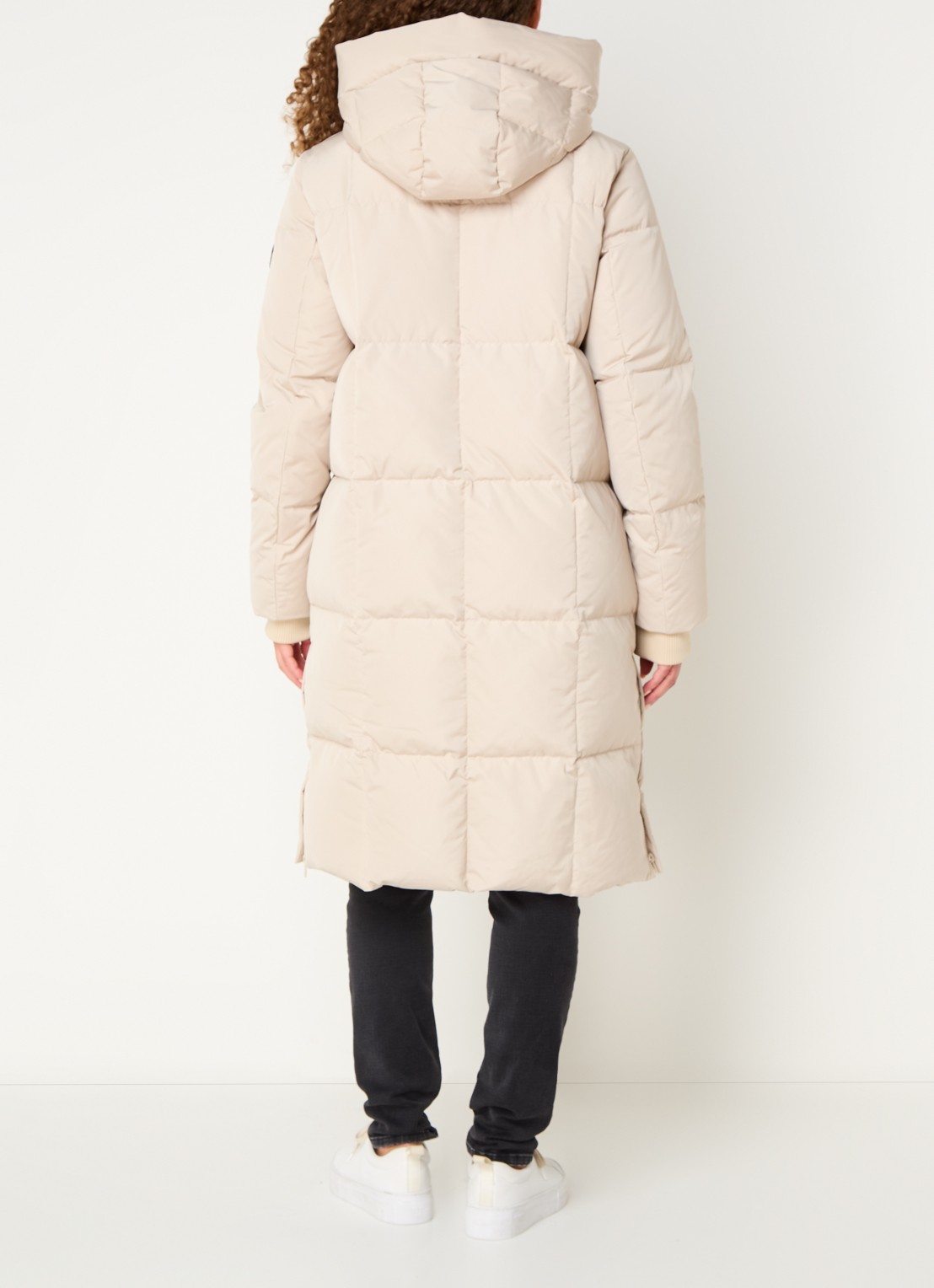 Mos Mosh MMNova longline puffer jas met steekzakken - achterkant creme