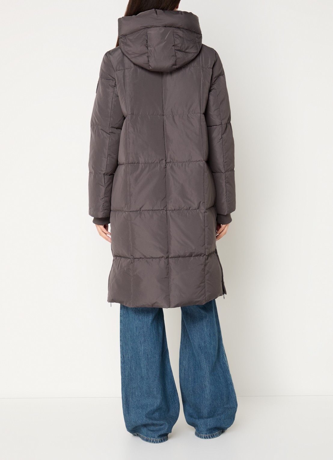 Mos Mosh MMNova longline puffer jas met steekzakken - achterkant antraciet