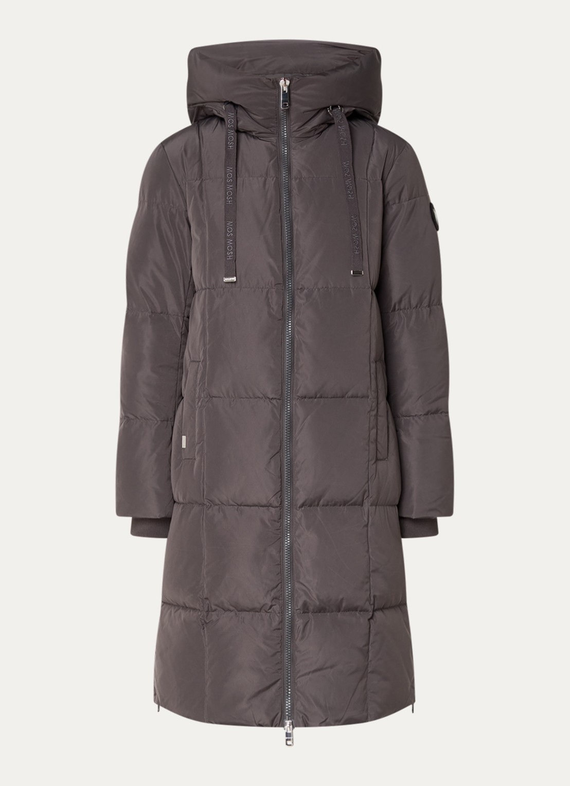 Mos Mosh MMNova longline puffer jas met steekzakken - voorkant 2 antraciet