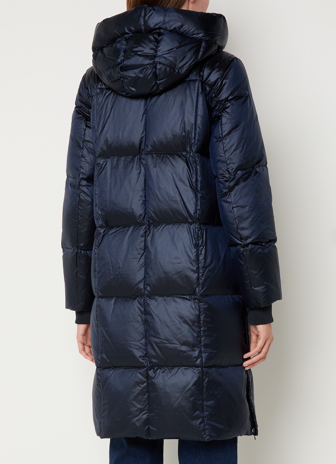 Mos Mosh MMNova longline puffer jas met steekzakken - achterkant donkerblauw