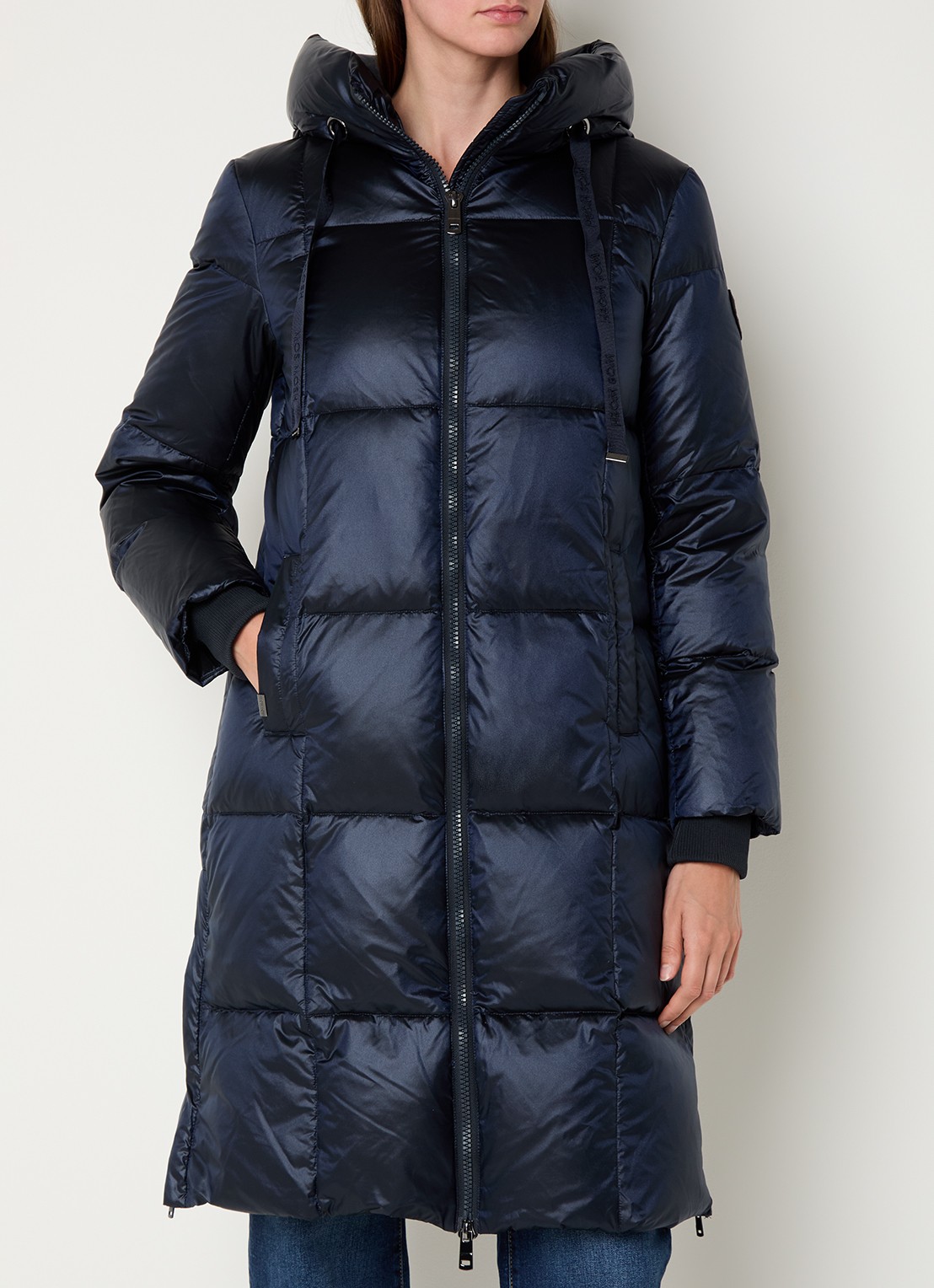 Mos Mosh MMNova longline puffer jas met steekzakken - detail 4 donkerblauw