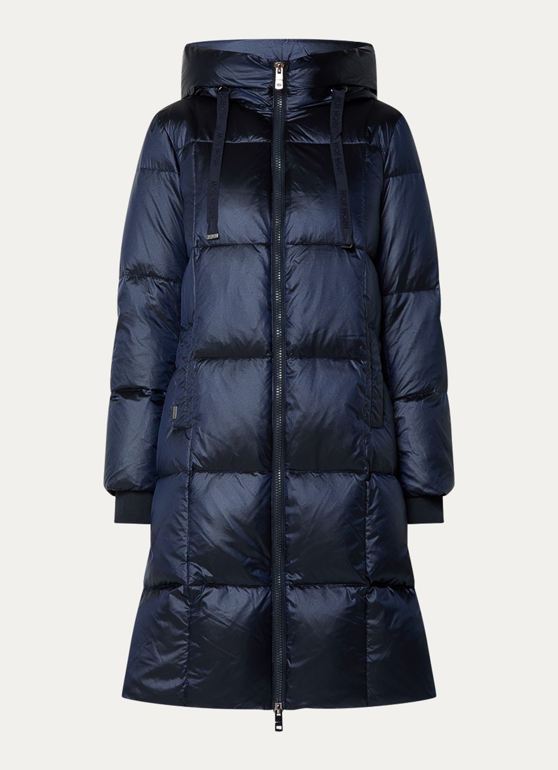 Mos Mosh MMNova longline puffer jas met steekzakken - voorkant 2 donkerblauw