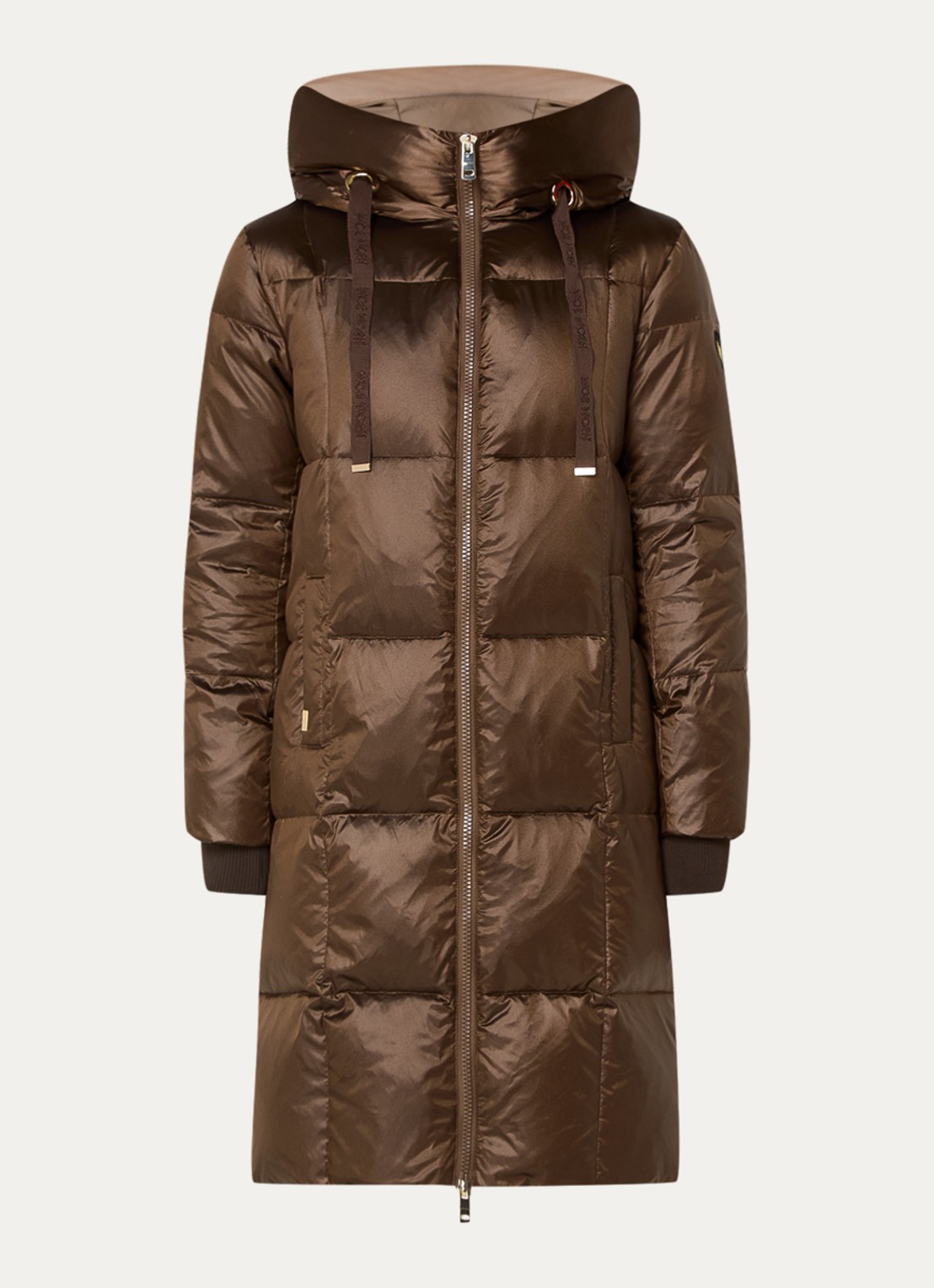 Mos Mosh MMNova longline puffer jas met steekzakken - voorkant 2 bruin