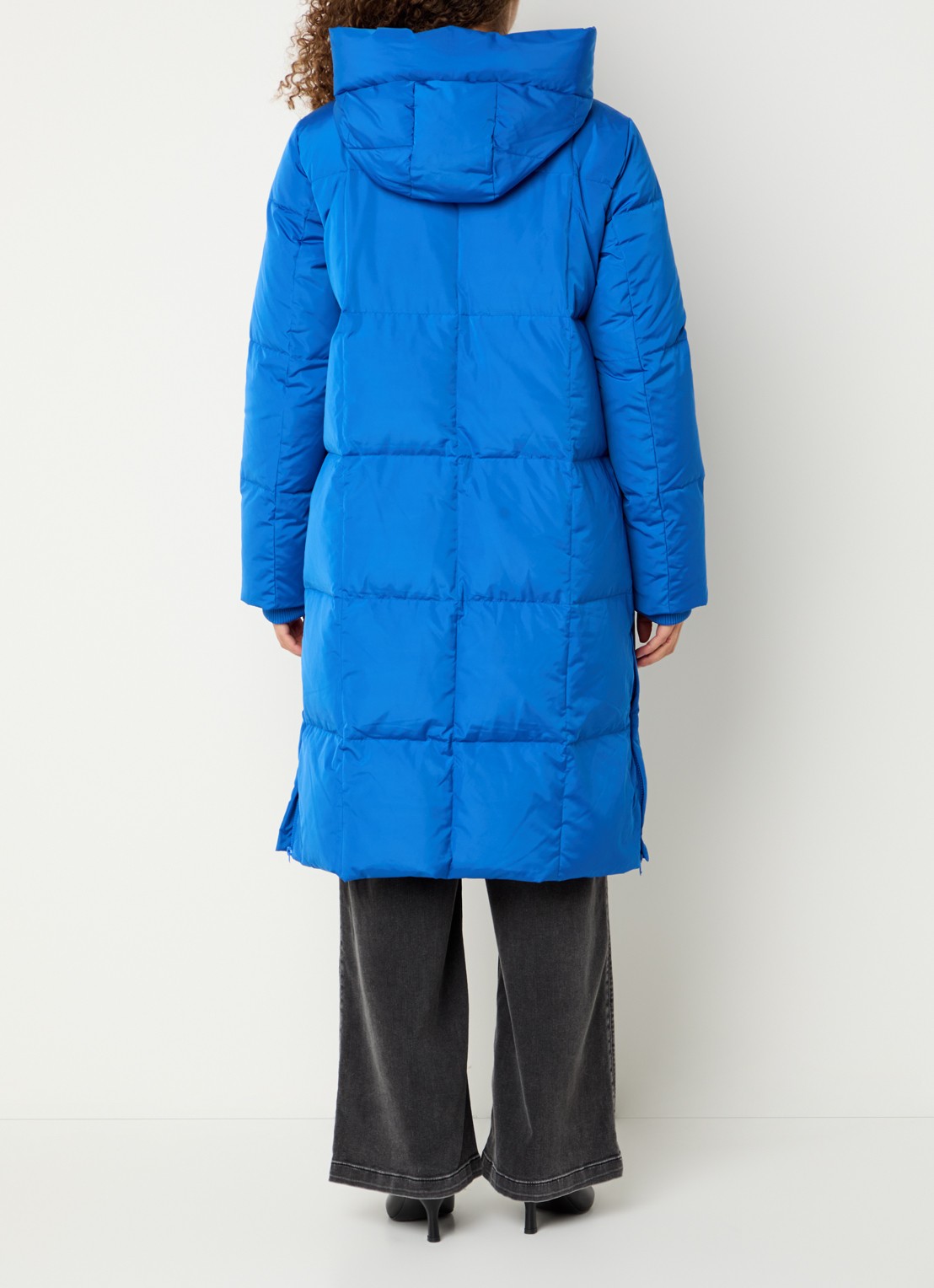 Mos Mosh MMNova longline puffer jas met steekzakken - achterkant kobaltblauw