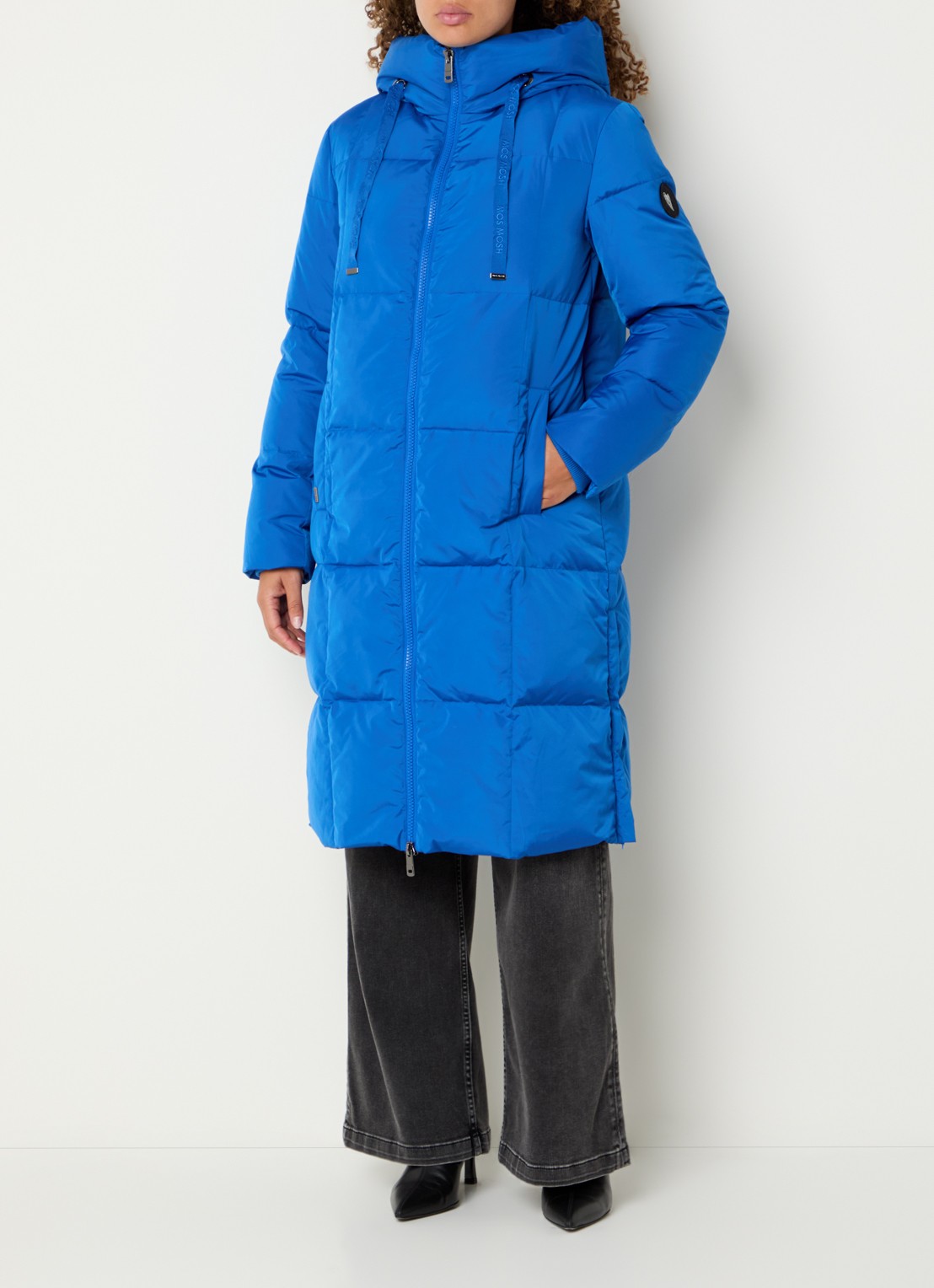 Mos Mosh MMNova longline puffer jas met steekzakken - detail 2 kobaltblauw