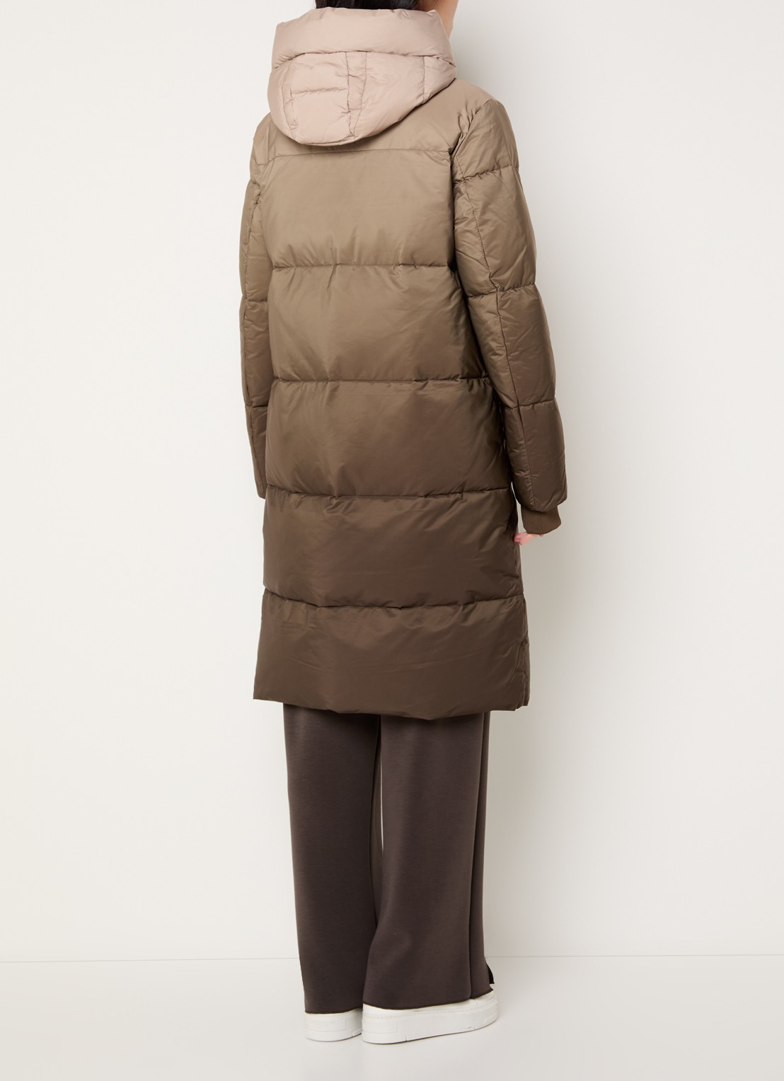 Mos Mosh MMNova puffer jas van donsvulling met capuchon en dip-dye dessin - achterkant 4 beige
