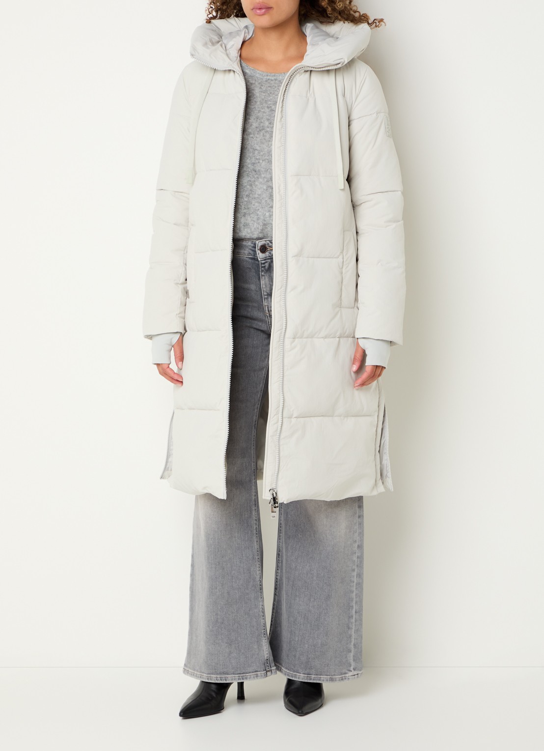 Mos Mosh MMNova Terma puffer jas met capuchon - voorkant 2 lichtgrijs
