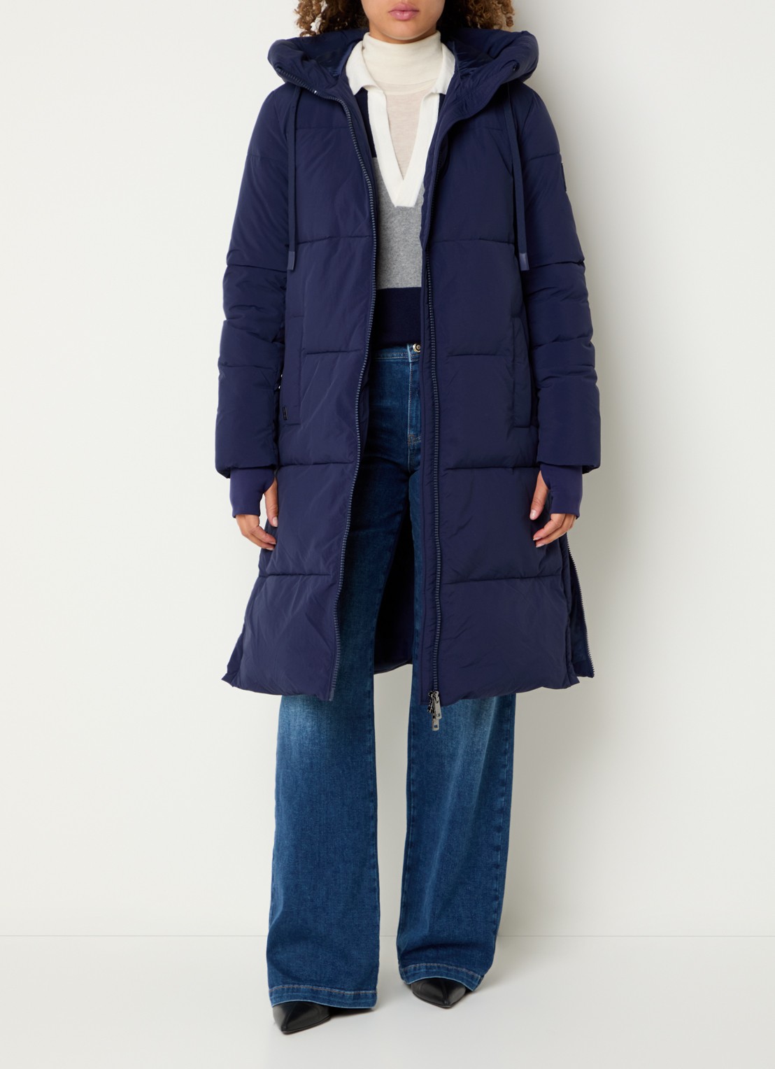 Mos Mosh MMNova Terma puffer jas met capuchon - voorkant 3 donkerblauw