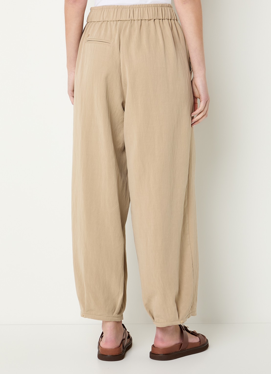 Mos Mosh MMNuello mid waist balloon fit broek met steekzakken - achterkant zand