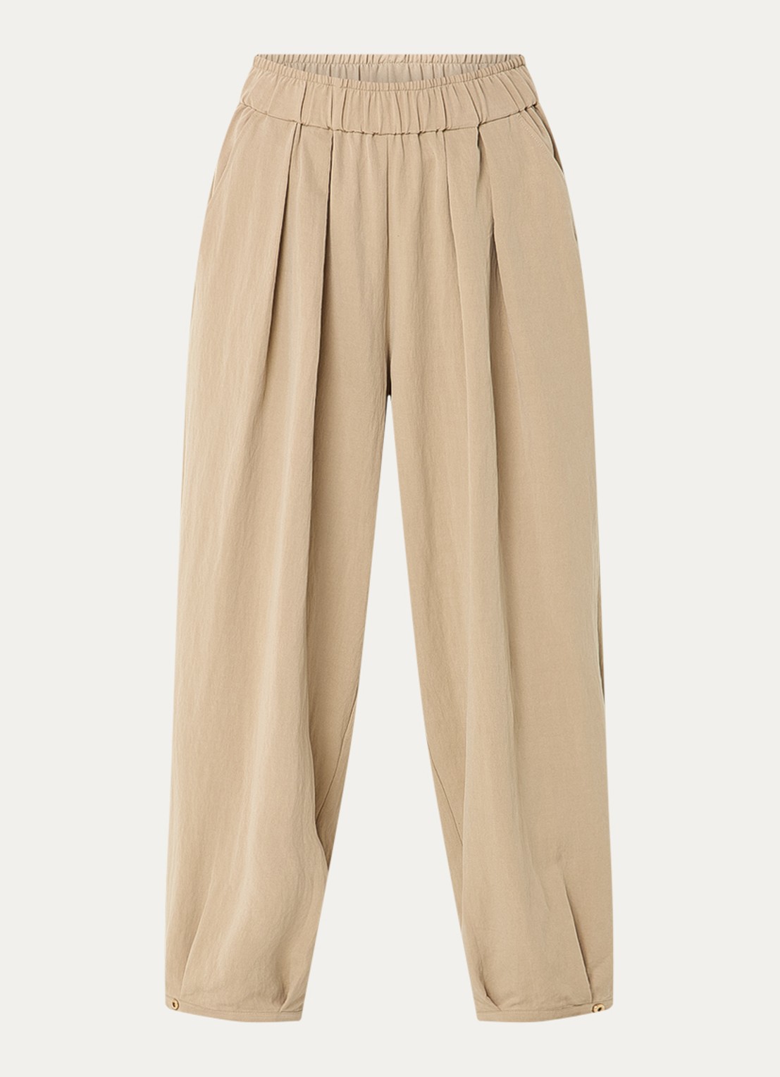 Mos Mosh MMNuello mid waist balloon fit broek met steekzakken - voorkant 2 zand