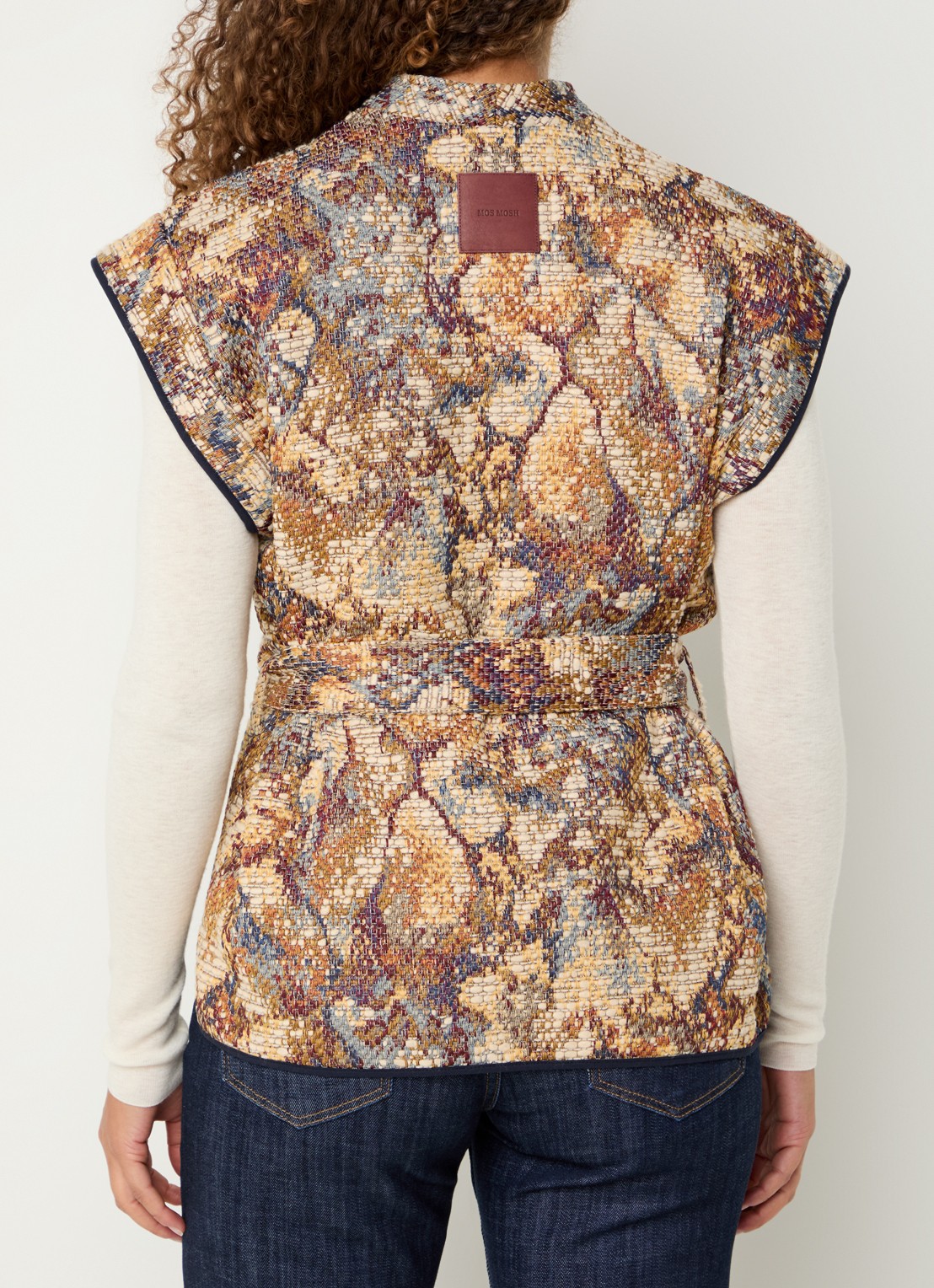 Mos Mosh MMOz gilet met strikceintuur - achterkant 4 beige