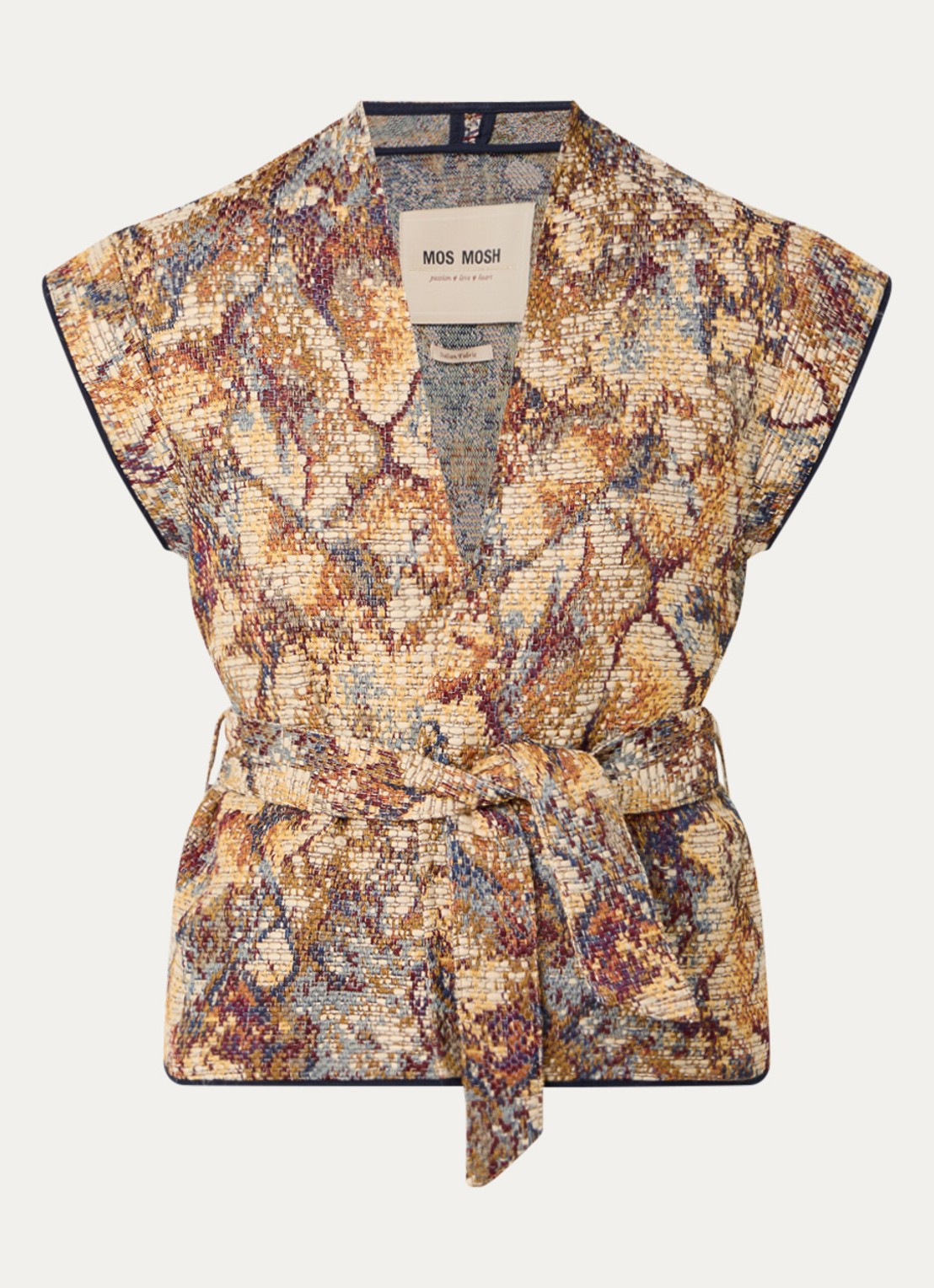 Mos Mosh MMOz gilet met strikceintuur - voorkant beige