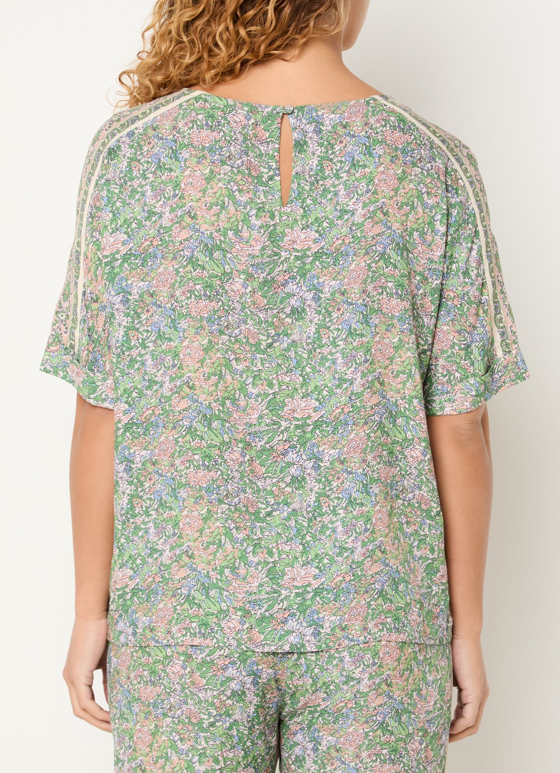 Mos Mosh MMPalma top met bloemenprint - achterkant 4 groen