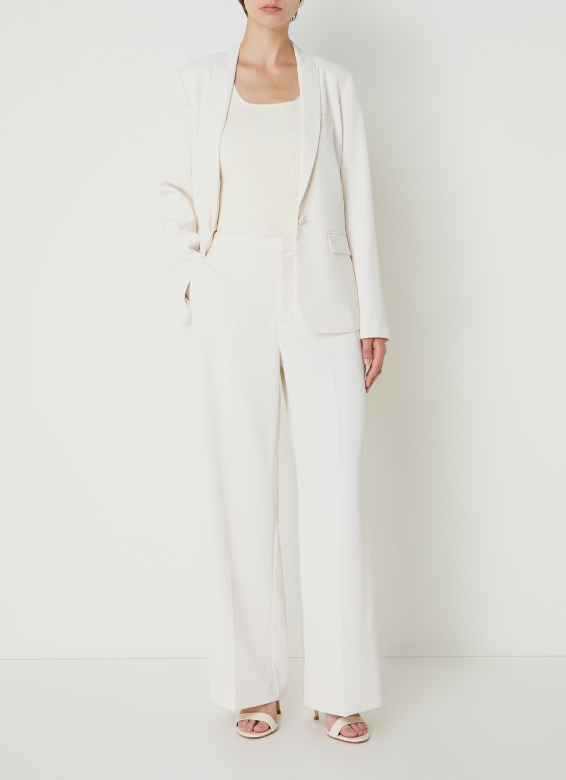 Mos Mosh MMPhoebe Miley blazer met klepzakken en schoudervulling - voorkant 4 wit