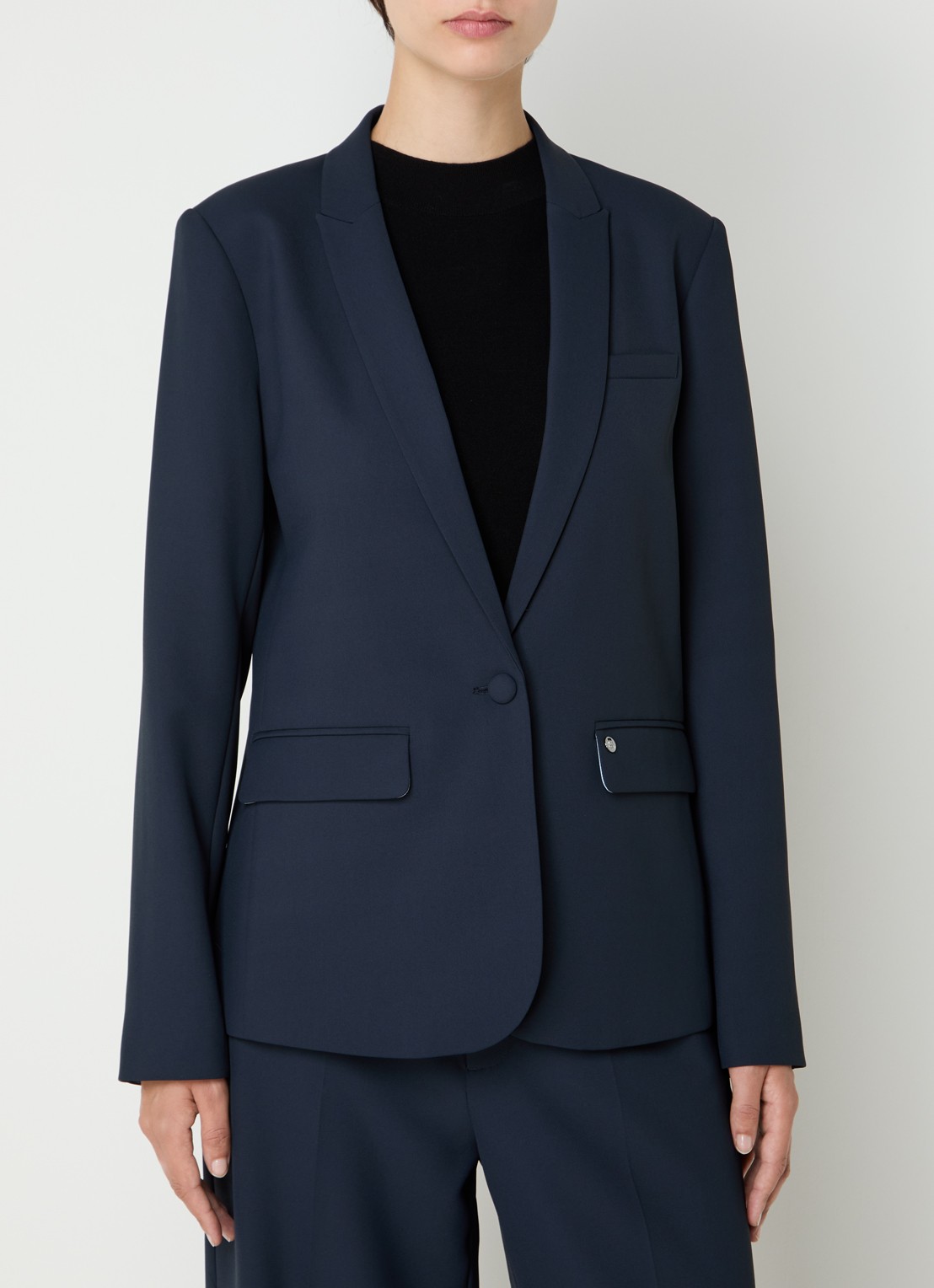 Mos Mosh MMPhoebe Miley blazer met klepzakken en schoudervulling - detail 2 donkerblauw