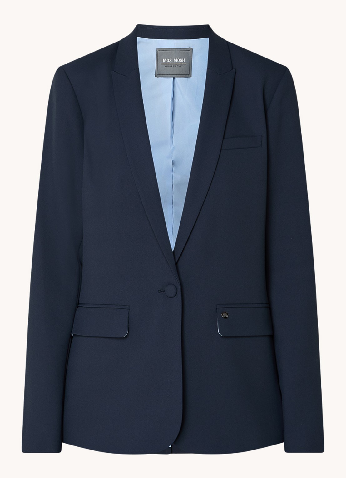 Mos Mosh MMPhoebe Miley blazer met klepzakken en schoudervulling - voorkant 3 donkerblauw