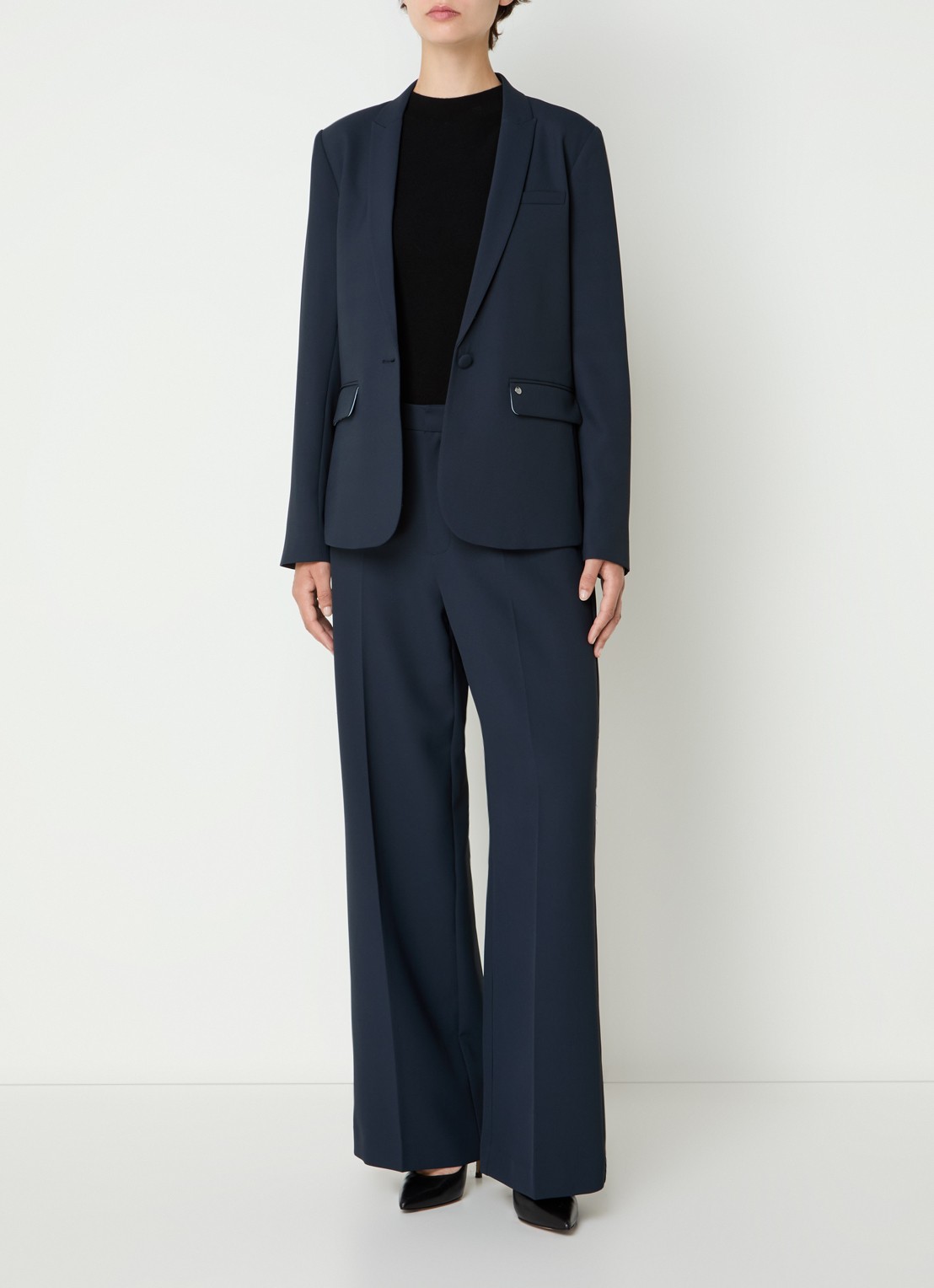 Mos Mosh MMPhoebe Miley blazer met klepzakken en schoudervulling - voorkant 4 donkerblauw