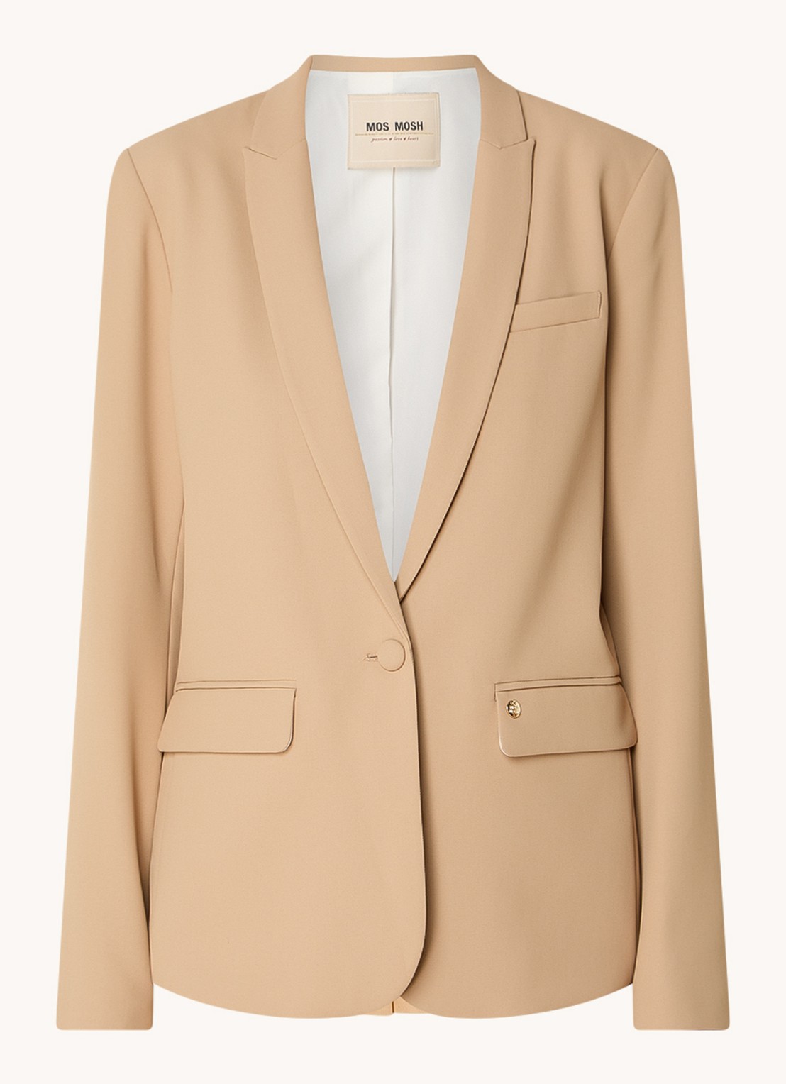 Mos Mosh MMPhoebe Miley blazer met klepzakken en schoudervulling - voorkant 3 camel