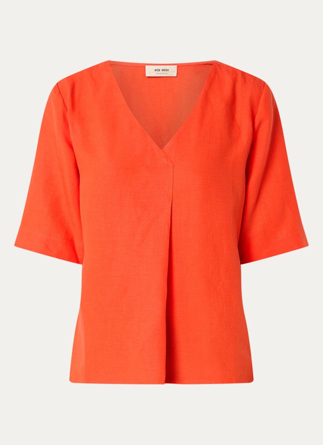 Mos Mosh MMRaina top in linnenblend met V-hals - voorkant 3 rood