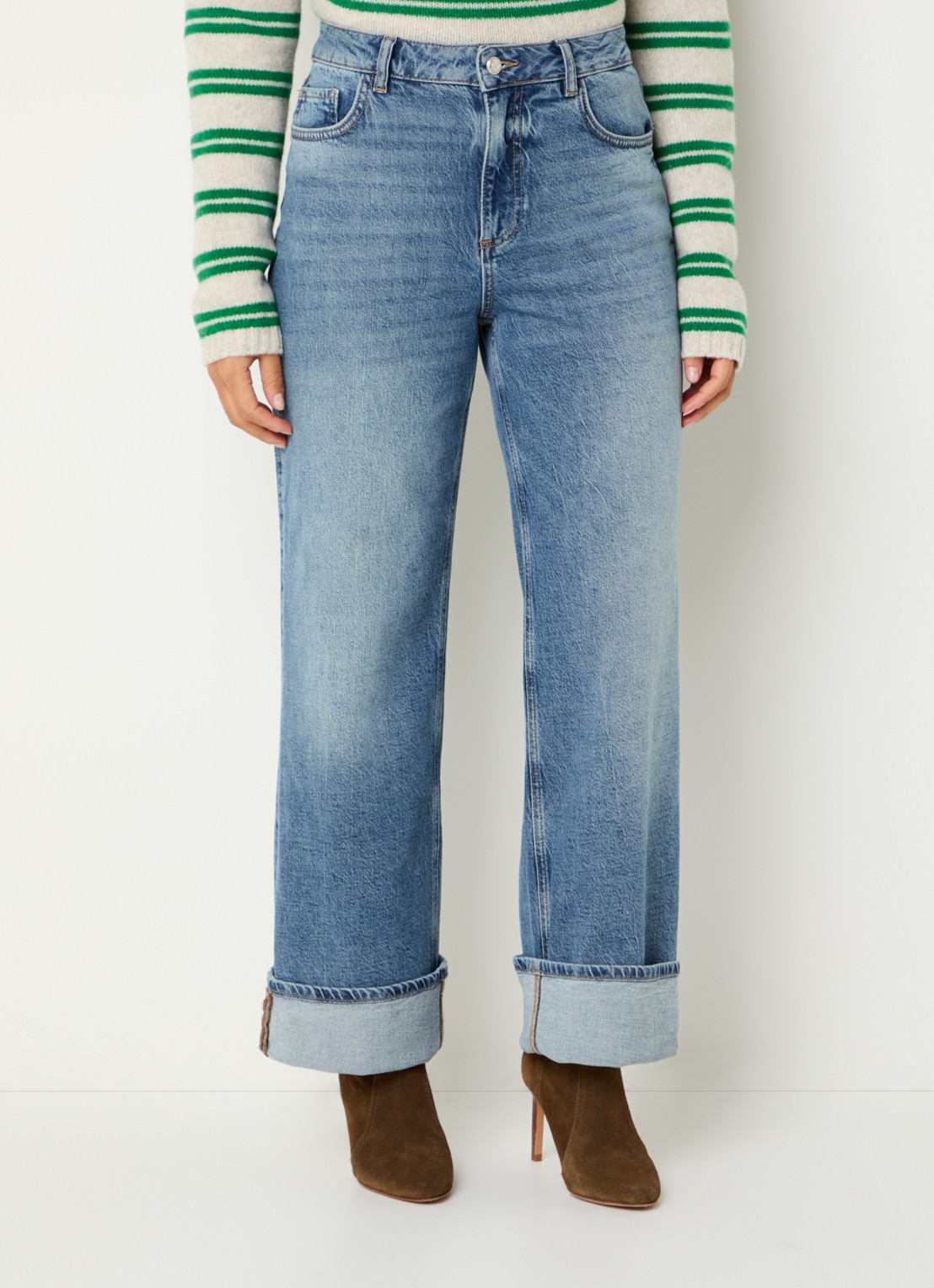 Mos Mosh MMRelee Mai high waist loose fit jeans met medium wassing - detail 3 indigo