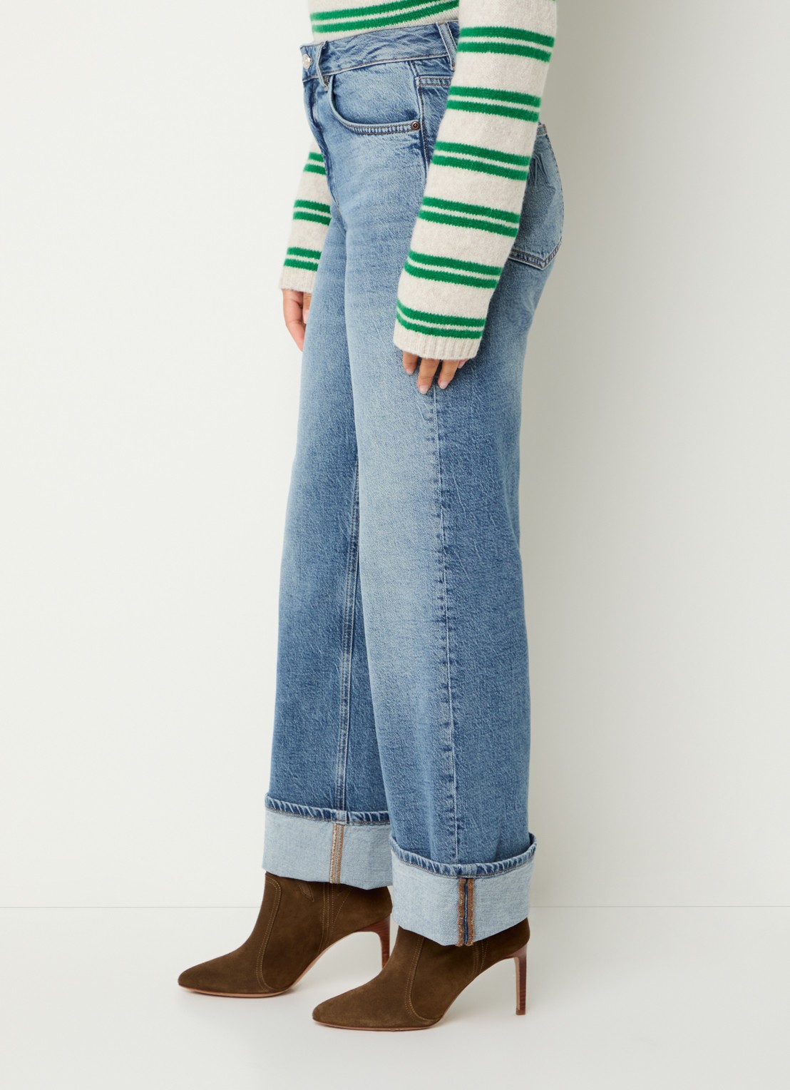 Mos Mosh MMRelee Mai high waist loose fit jeans met medium wassing - detail 4 indigo