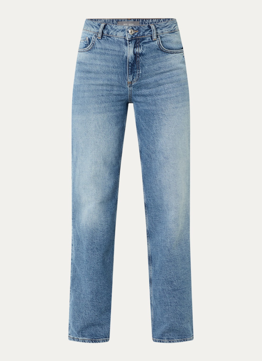 Mos Mosh MMRelee Mai high waist loose fit jeans met medium wassing - voorkant indigo