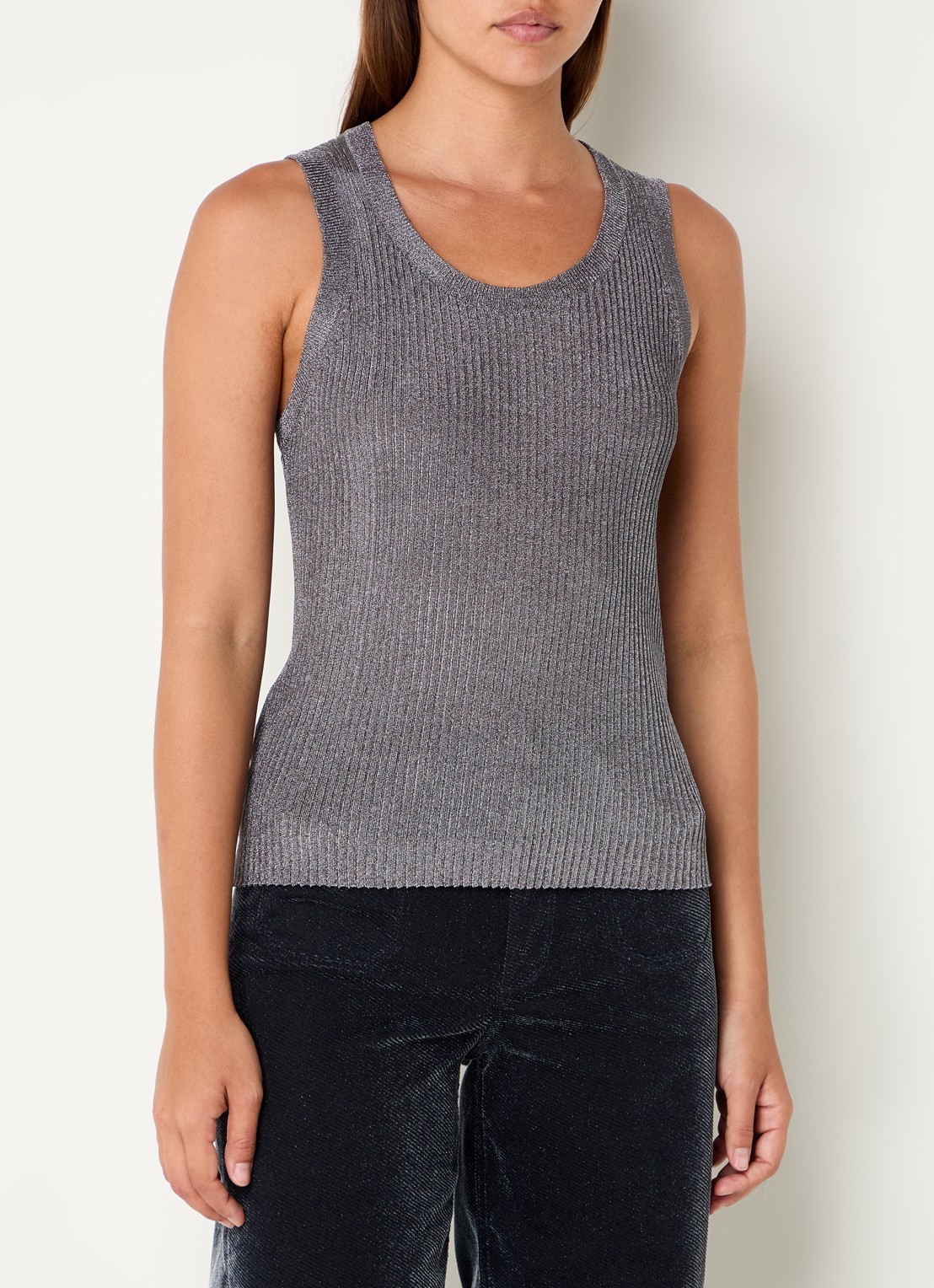 Mos Mosh MMRelena tanktop met lurex - detail grijs