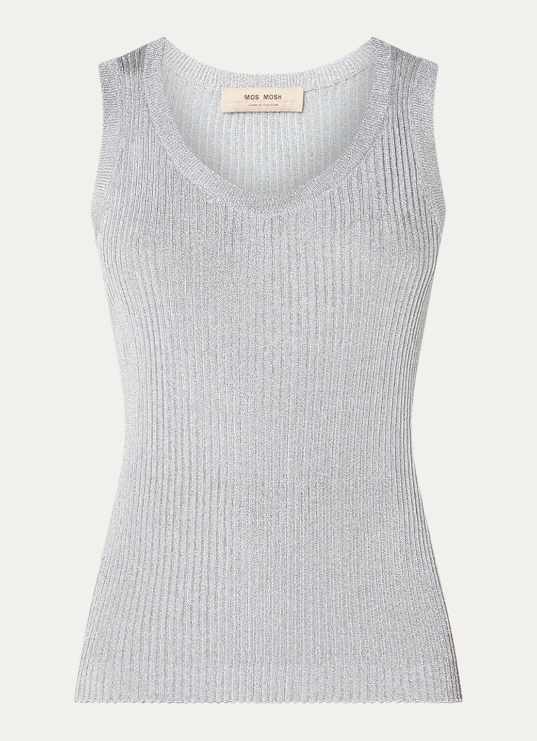 Mos Mosh MMRelena tanktop met lurex - voorkant zilver