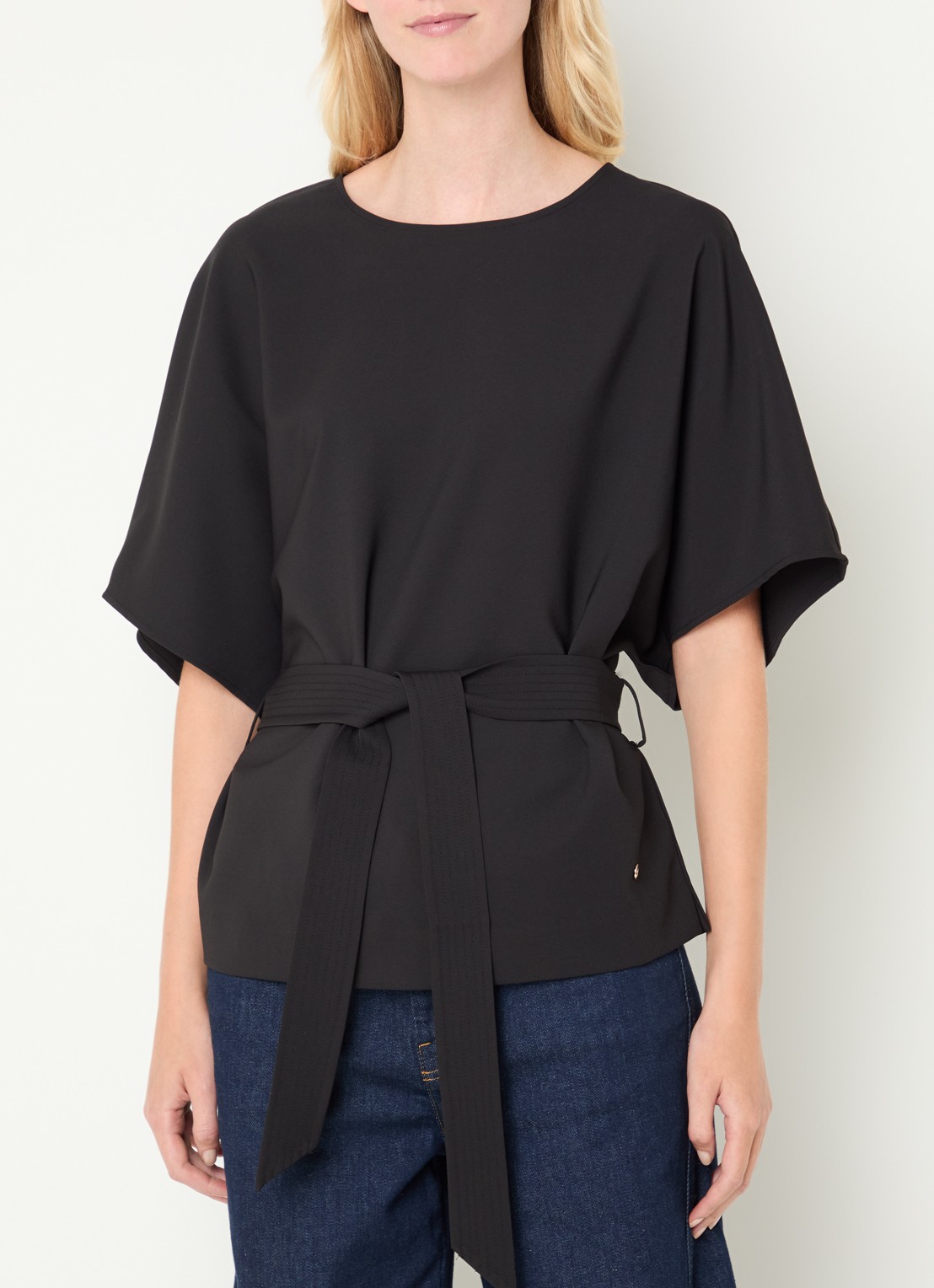 Mos Mosh MMRikala Miley top met strikceintuur - detail 2 zwart