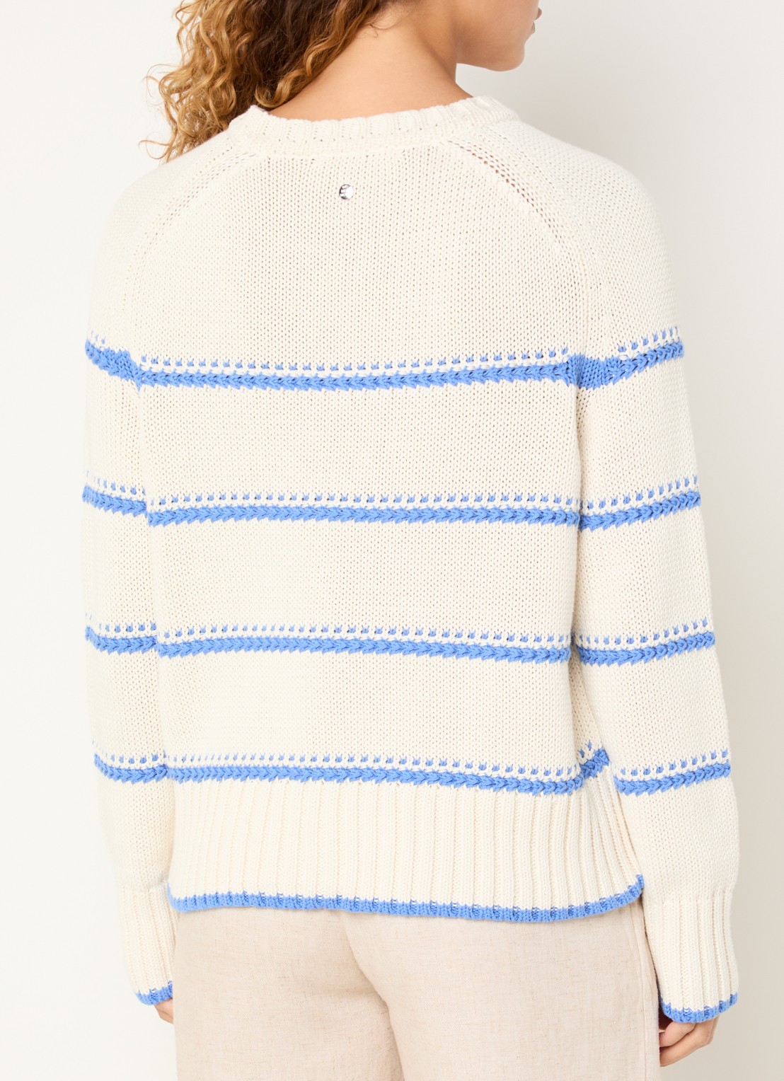 Mos Mosh MMRola grofgebreide trui met streepprint - achterkant 3 beige