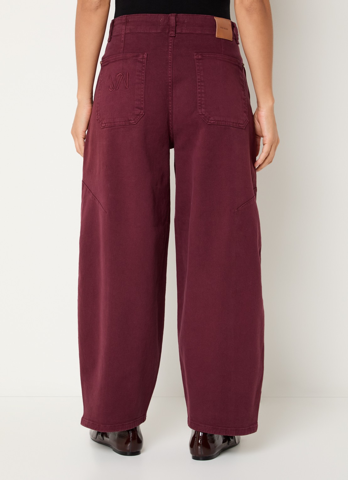 Mos Mosh MMRosy Via high waist cropped balloon fit jeans met gekleurde wassing - achterkant 3 bordeauxrood