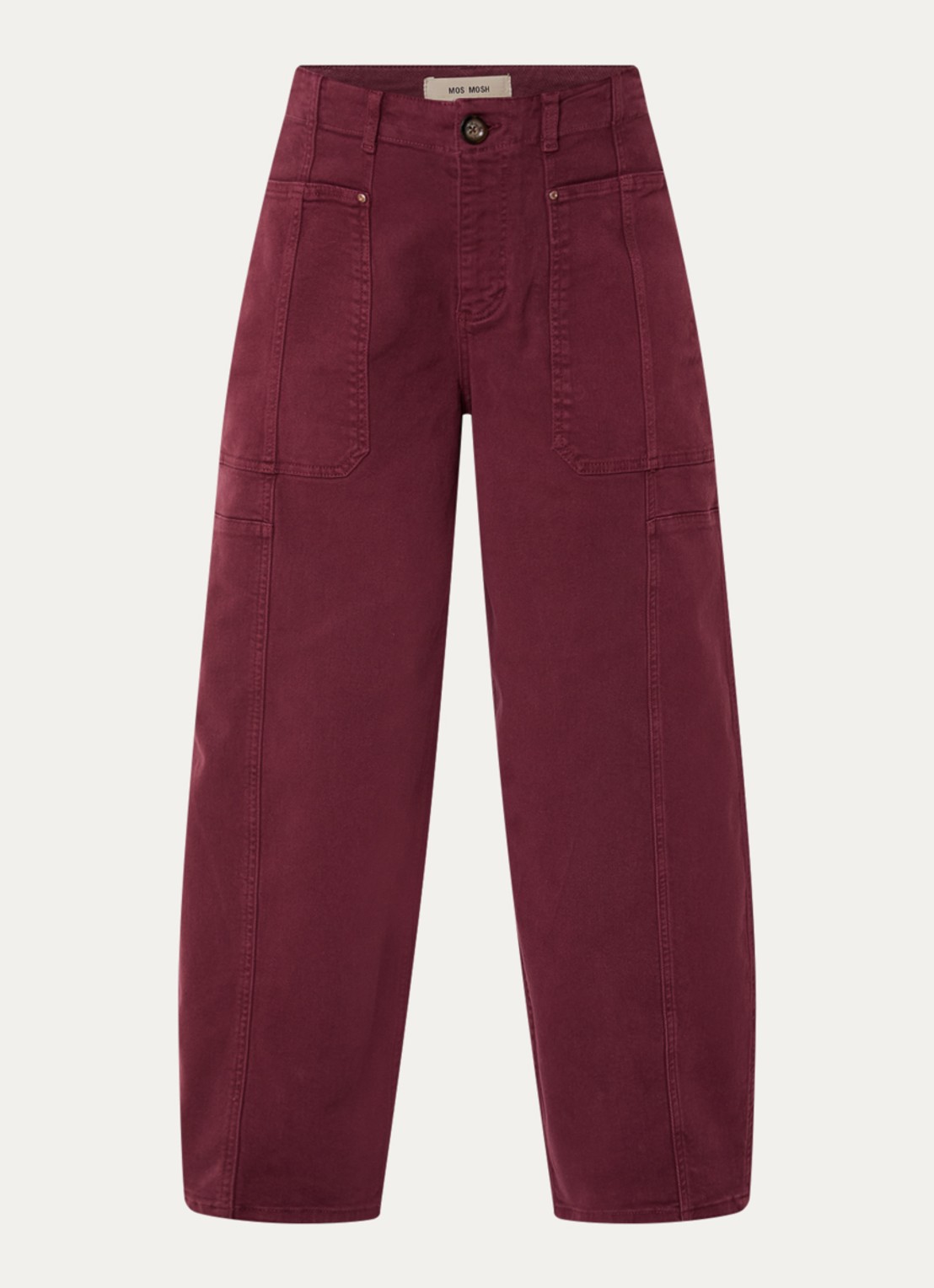 Mos Mosh MMRosy Via high waist cropped balloon fit jeans met gekleurde wassing - voorkant bordeauxrood