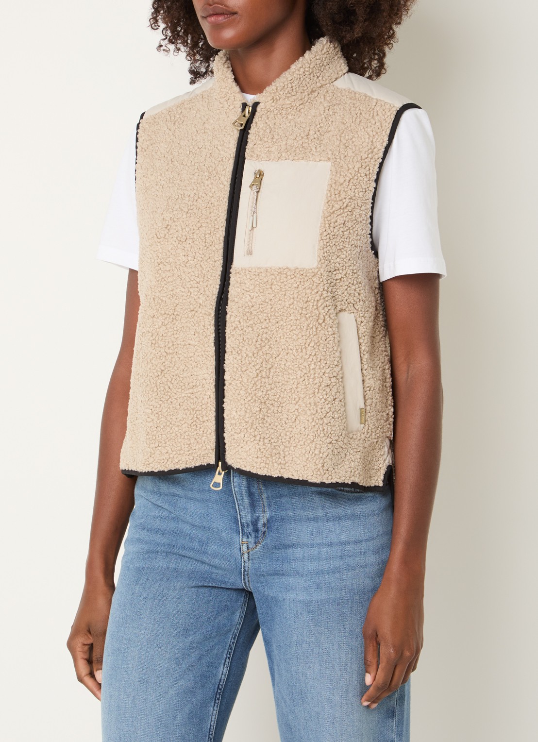 Mos Mosh MMRowe Eli bodywarmer van teddy - detail beige