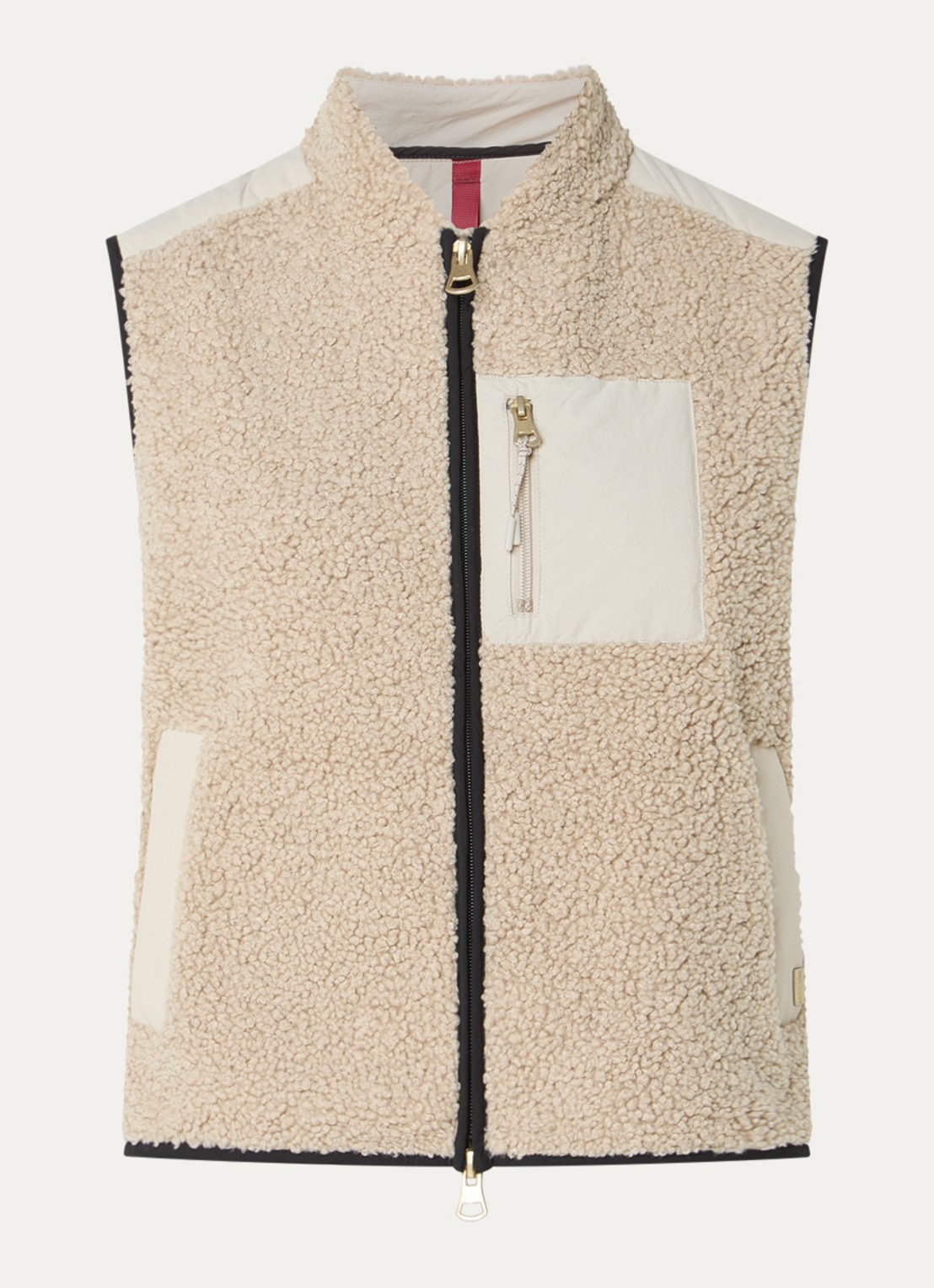 Mos Mosh MMRowe Eli bodywarmer van teddy - voorkant 3 beige