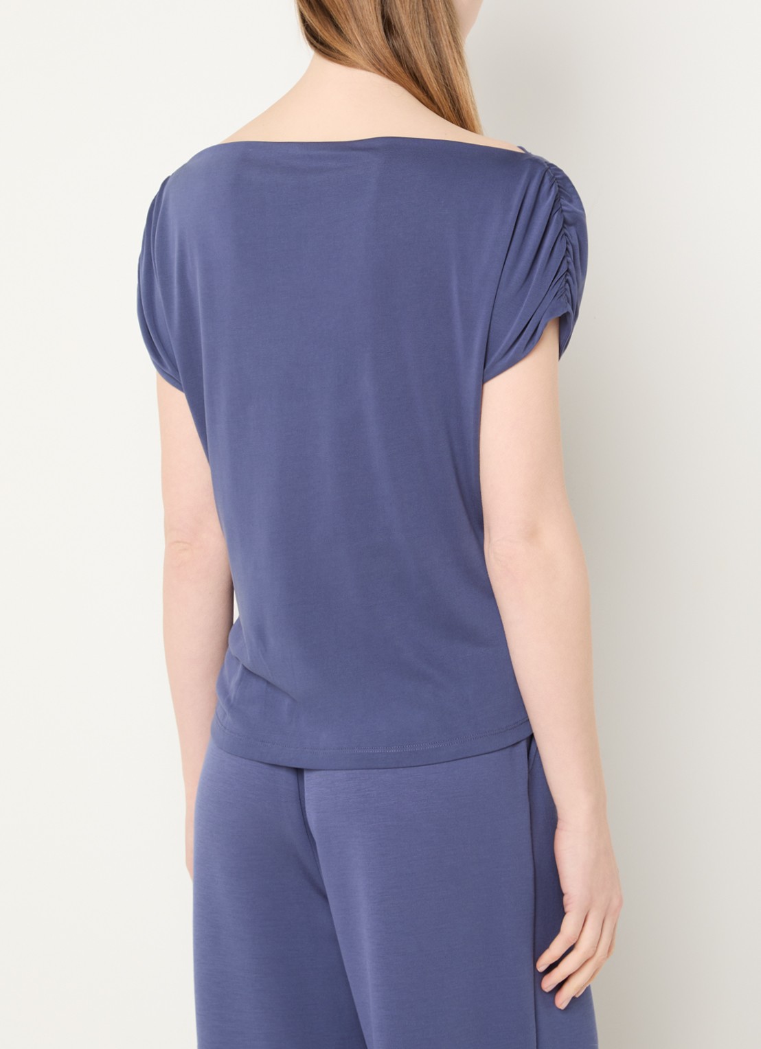 Mos Mosh MMShima top met boothals - achterkant 4 staalblauw
