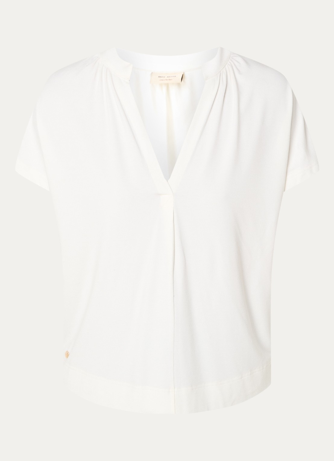 Mos Mosh MMShira T-shirt met V-hals - voorkant 2 gebroken wit