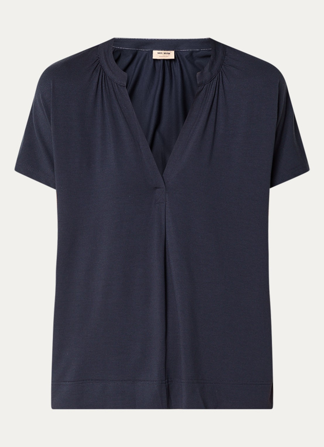 Mos Mosh MMShira T-shirt met V-hals - voorkant 2 donkerblauw