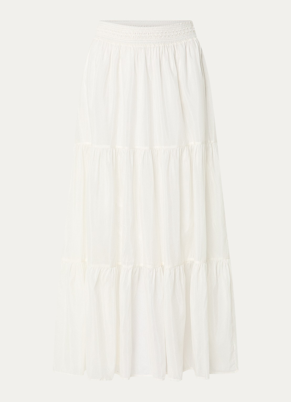 Mos Mosh MMSilka gelaagde maxi rok in zijdeblend - voorkant 2 gebroken wit