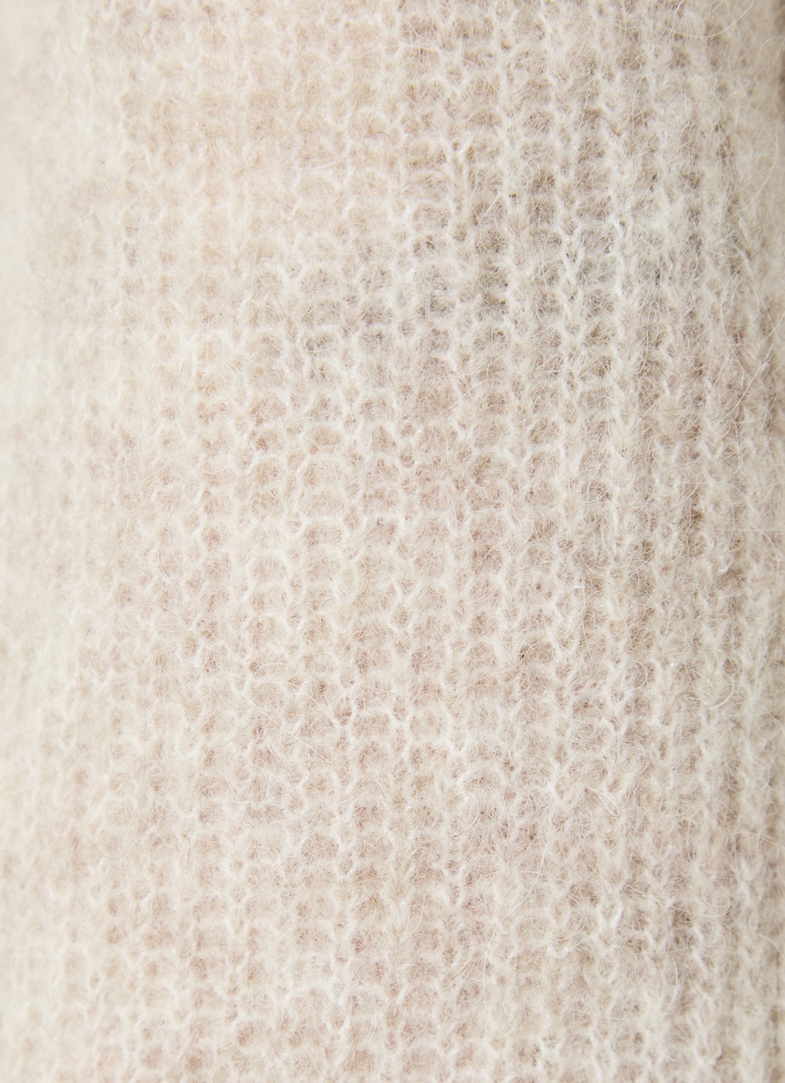 Mos Mosh MMThora fijngebreide pullover in alpaca wolblend met V-hals - detail 2 feather grey / donkerbeige