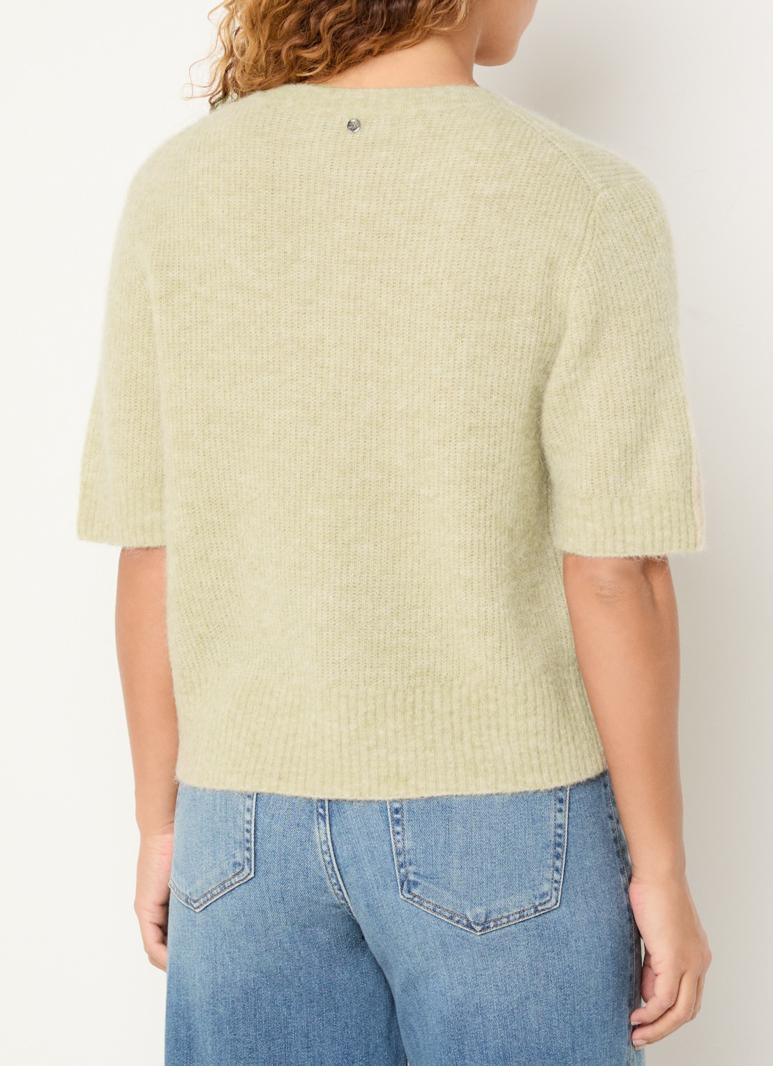 Mos Mosh MMThora grofgebreid vest in alpaca wolblend - achterkant lindegroen
