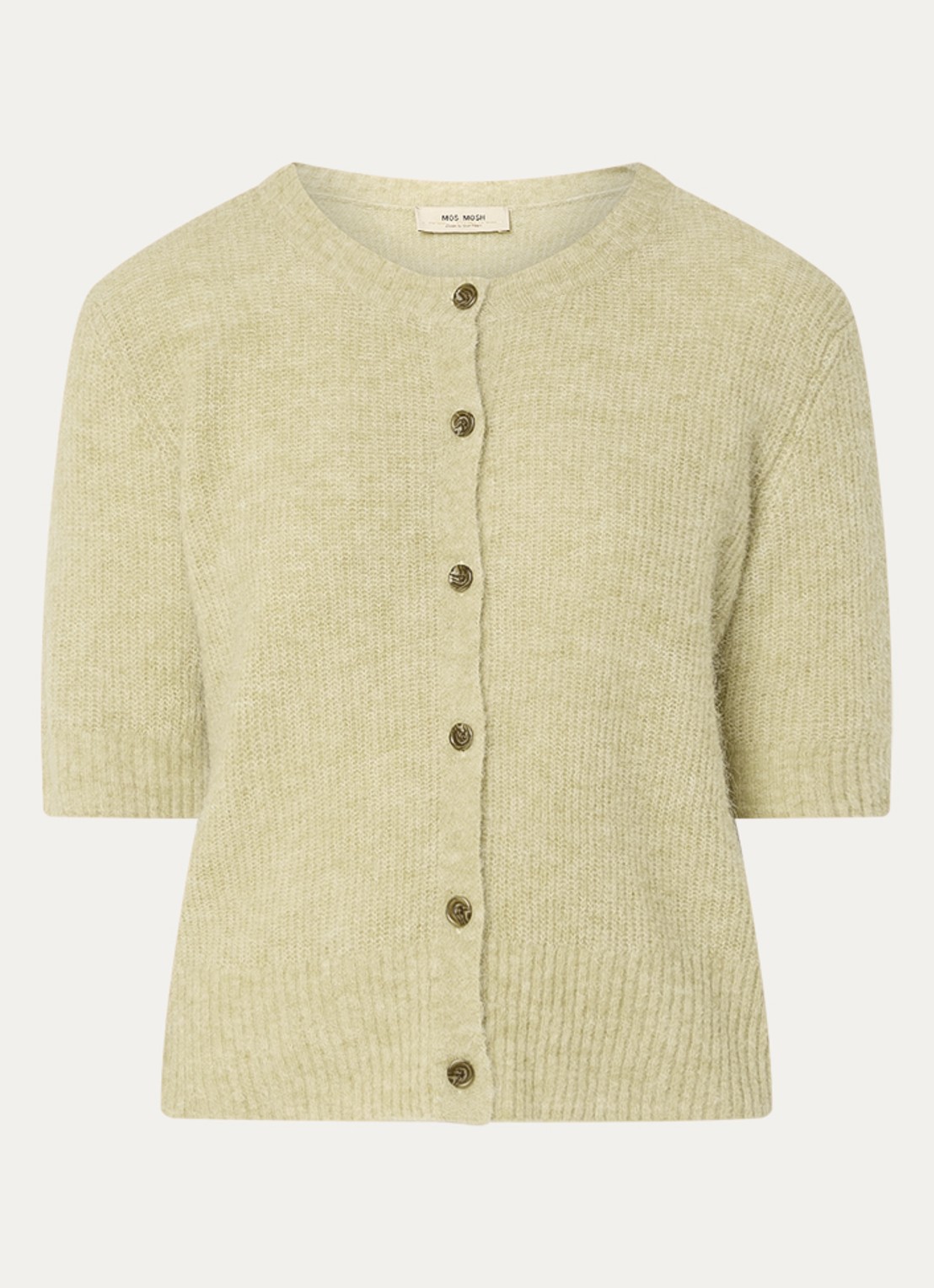 Mos Mosh MMThora grofgebreid vest in alpaca wolblend - voorkant 3 lindegroen