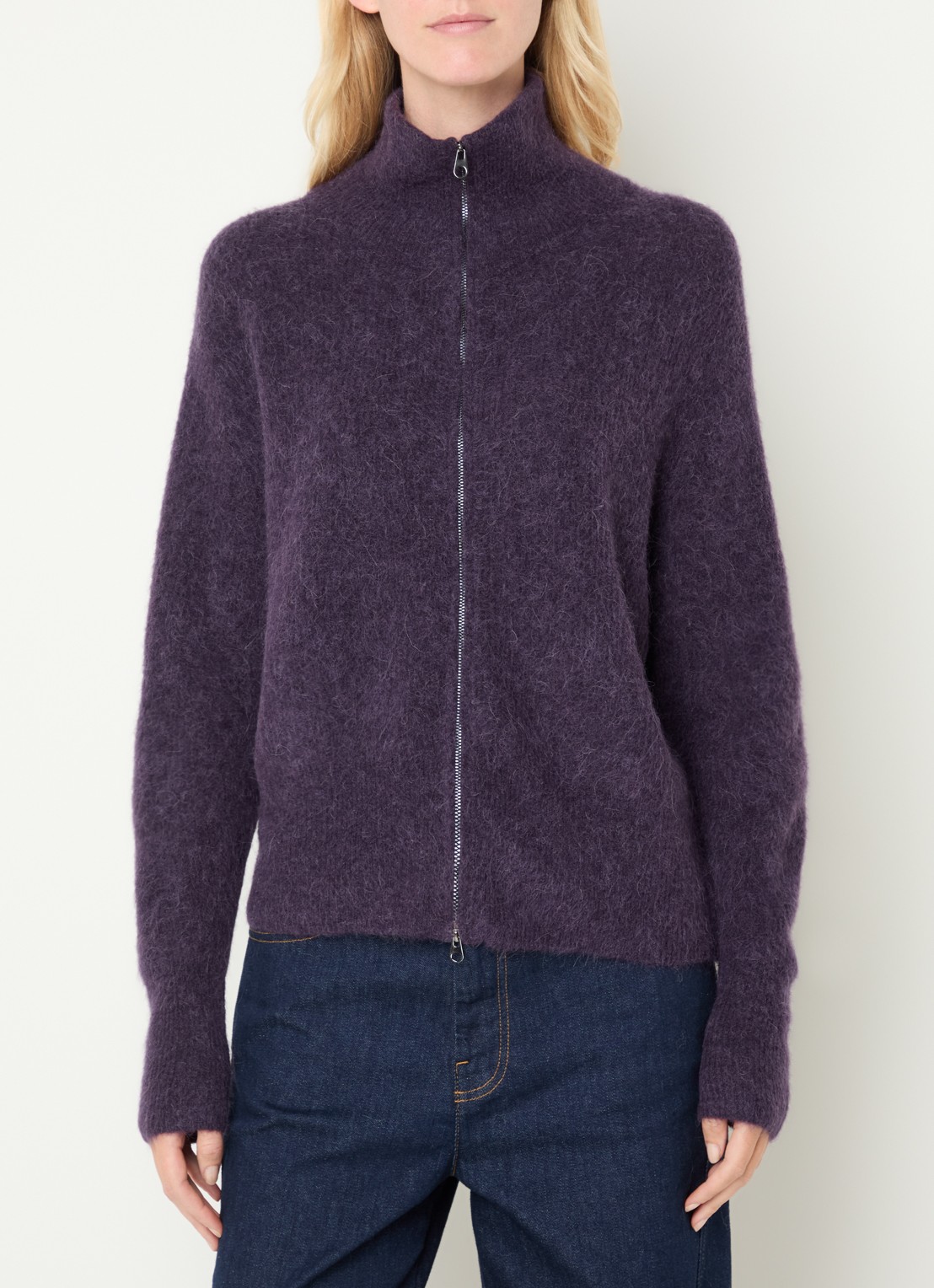 Mos Mosh MMThora grofgebreid vest in alpaca wolblend - detail 3 paars