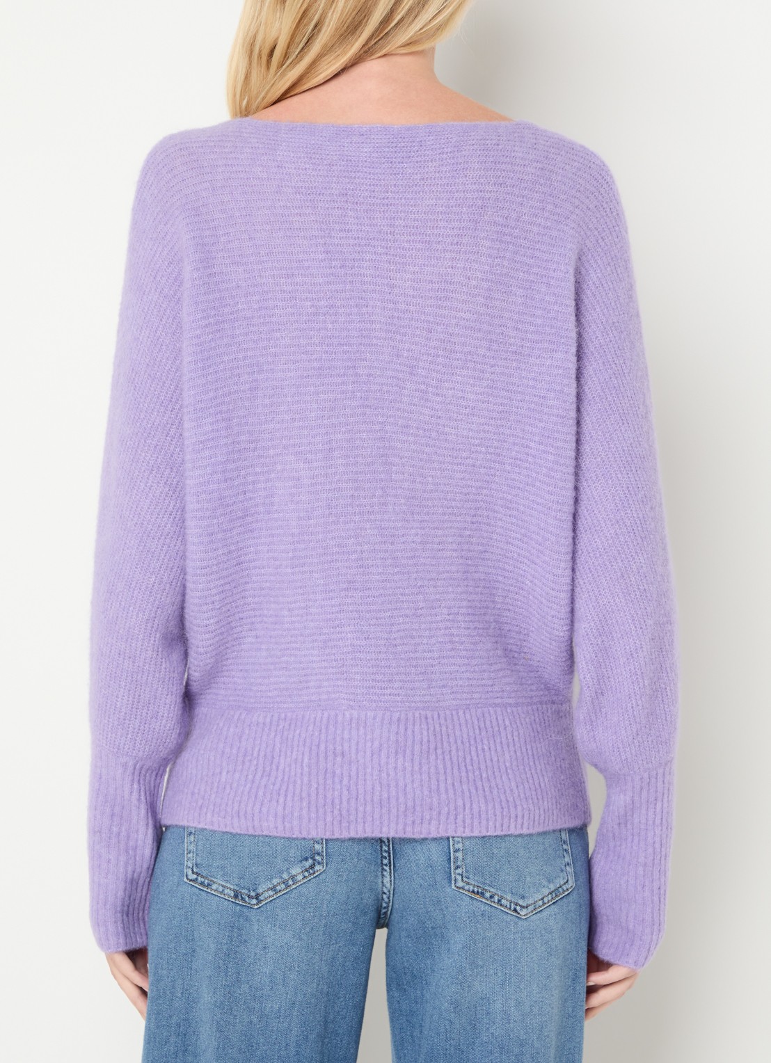 Mos Mosh MMThora grofgebreide trui in alpaca wolblend met boothals - achterkant 4 violet