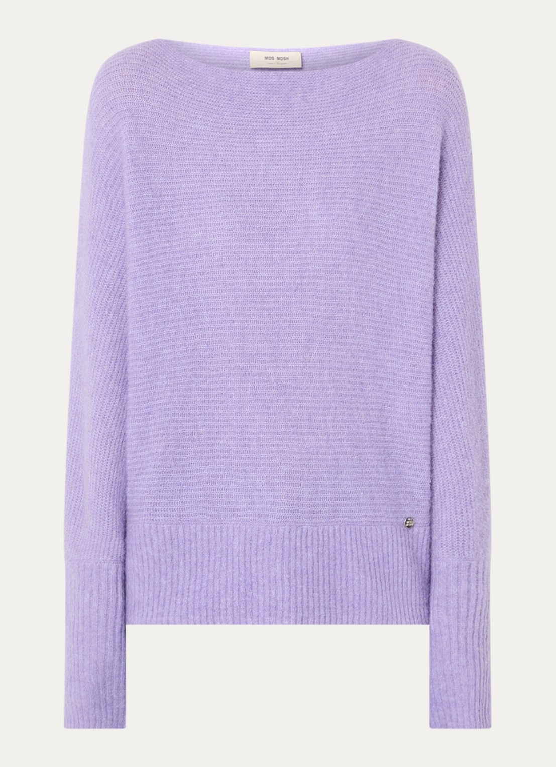 Mos Mosh MMThora grofgebreide trui in alpaca wolblend met boothals - voorkant violet