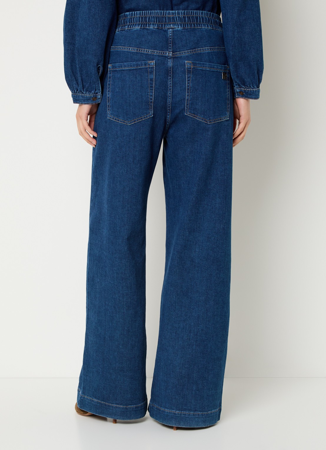 Mos Mosh MMVasco high waist wide leg jeans met donkere wassing - achterkant donkerblauw